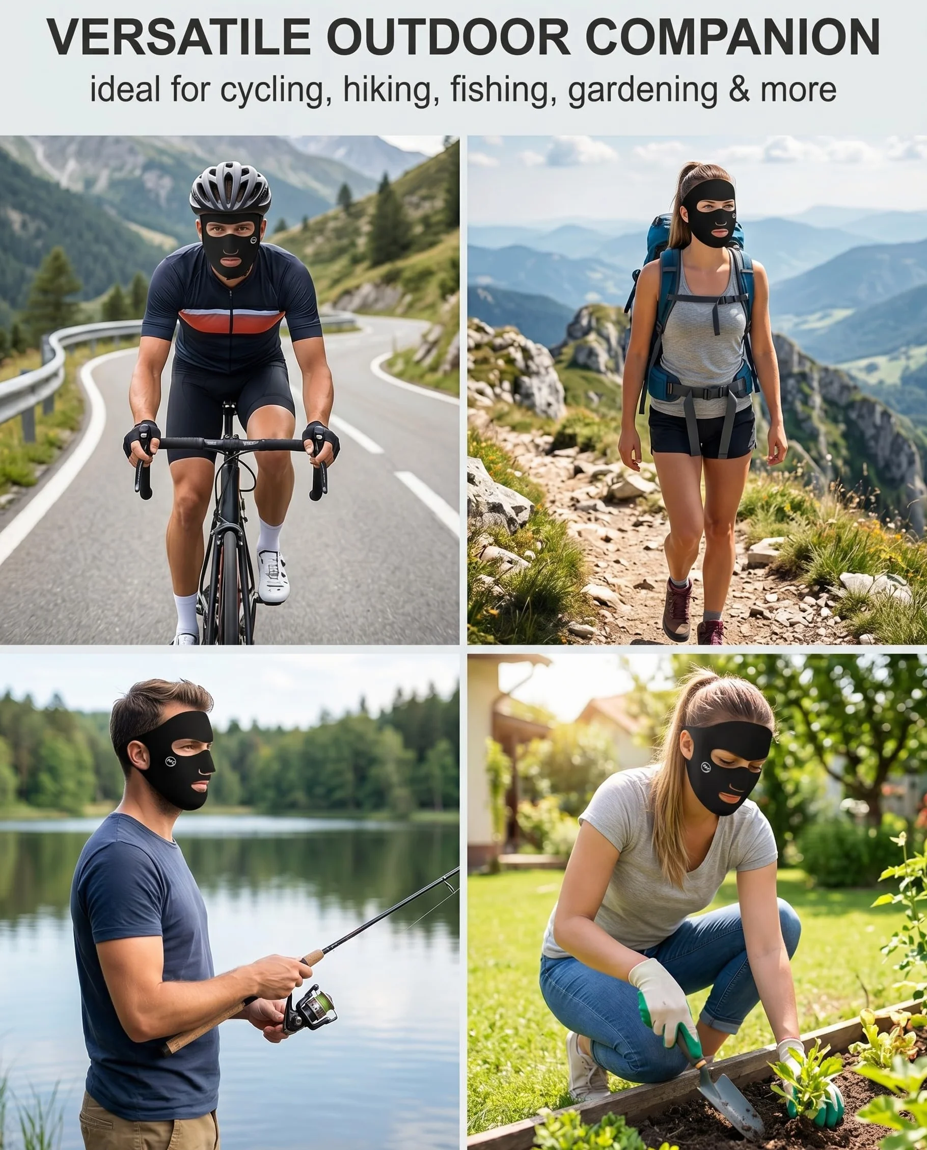 Masque Anti-Pollution UPF50+ UV Lot de 2 Respirant Lavable Cyclisme Randonnée