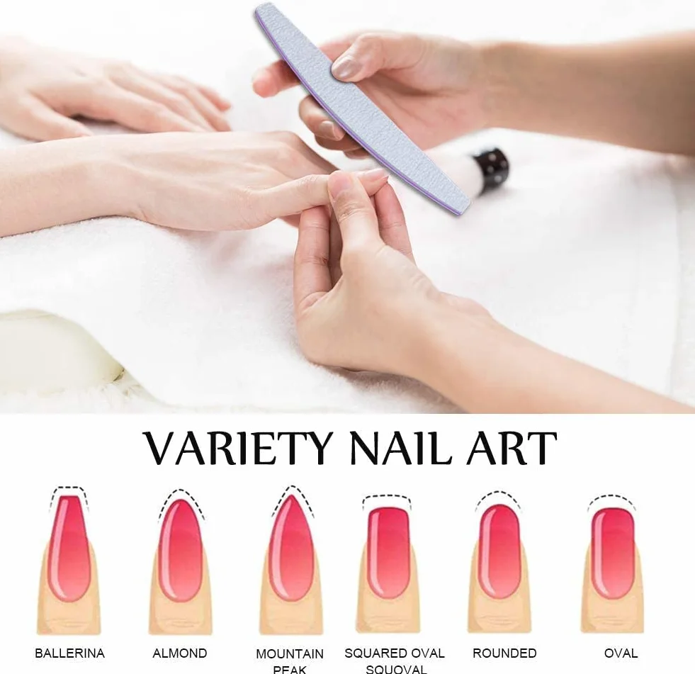 GeekerChip Lime à Ongles Professionnelle 100/180 Double Face Lavable Nail Art Gel Acrylique Naturel Manucure