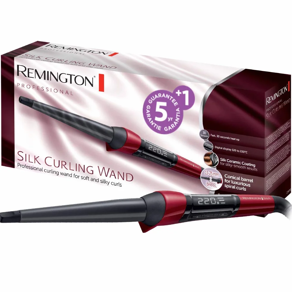 Remington Fer à boucler CI96W1 Conique 13-25mm Céramique enrichi en Protéine de Soie Ecran LCD 11 réglages 120-220°C