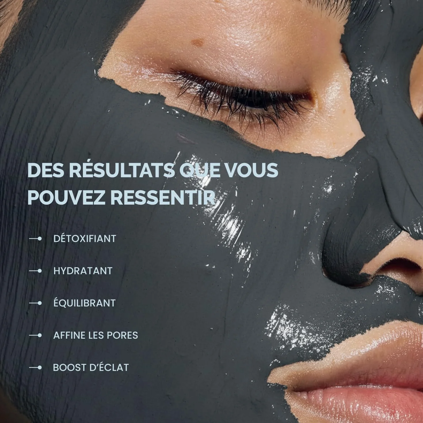PLANTIFIQUE Masque Coréen à l'Argile Volcanique et Mer Morte – Masque Visage avec Charbon, Acide Hyaluronique, Huile de Jojoba et Beurre de Karité – Purifie, Affine les Pores, Hydrate et Apaise, 110g