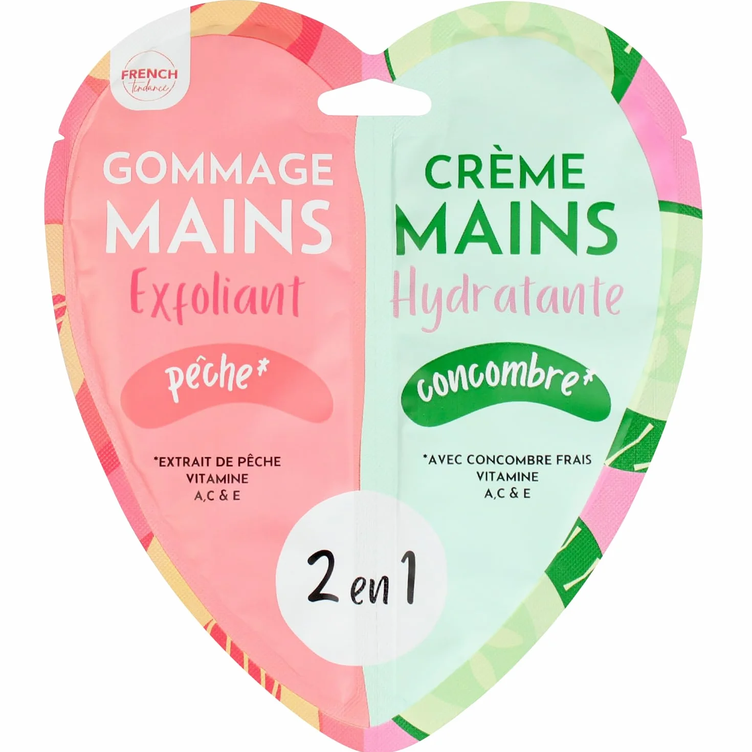 Feel Natural Duo Gommage Crème Hydratante Mains Exfoliant Nettoyant Purifiant Soin Peau Pêche Concombre 300 g