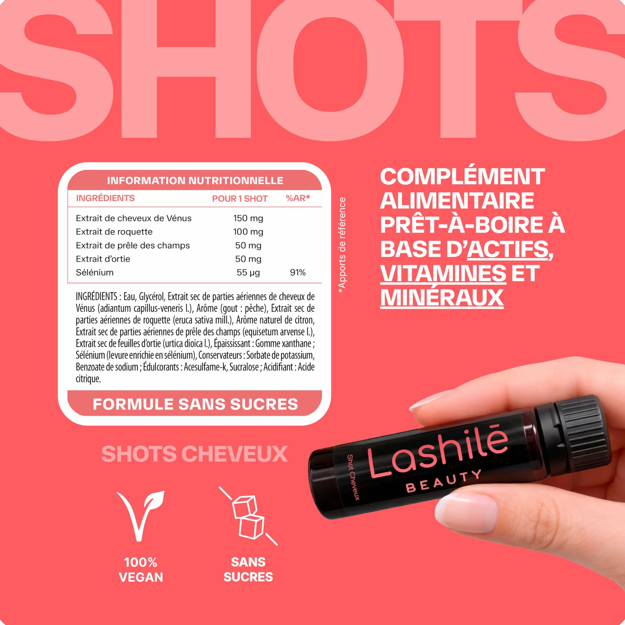 Lashilé Beauty Complément Alimentaire Cheveux 3 en 1 Anti-chute Croissance Fortification Programme 14 Jours