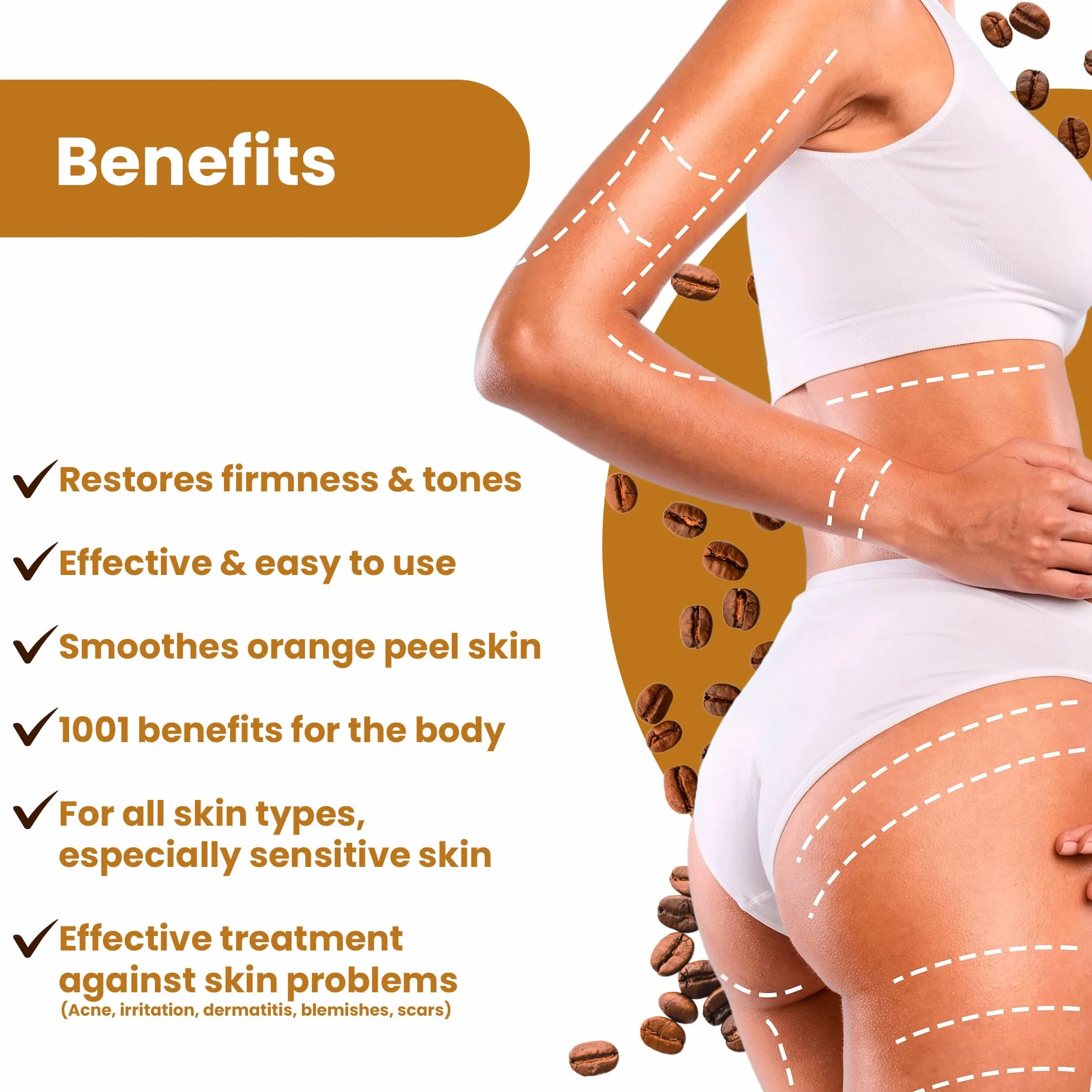 Gel Raffermissant et Anti Cellulite au Cafeine et Algues 1000 ml 1 L Intensif Traitement Puissant et Sculpteur du Corps (Jambes, Ventre, Fesses) pour une Peau 6x + Ferme et Tonique