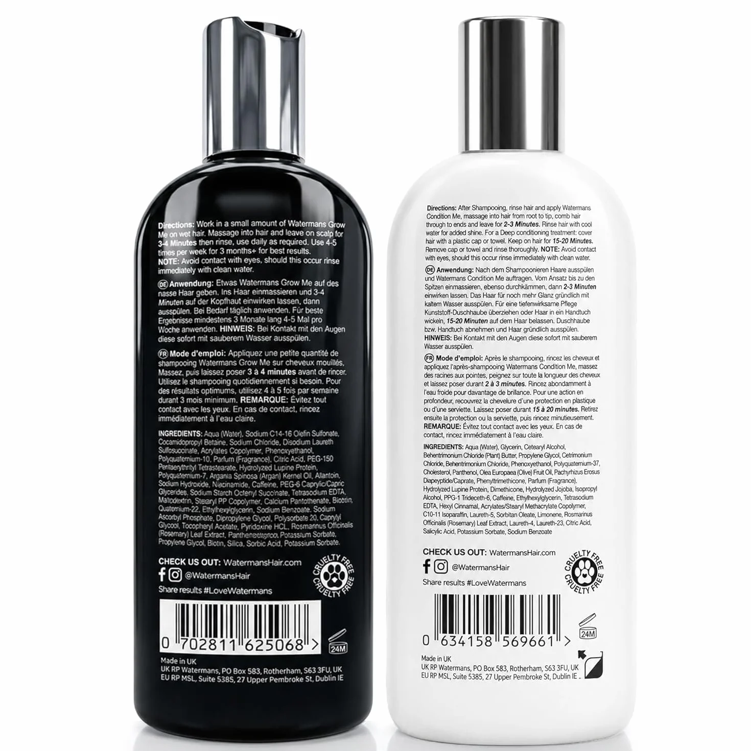 Watermans Shampoing Anti Chute et Revitalisant Combo Pack Traitement Perte de Cheveux Hommes Femmes