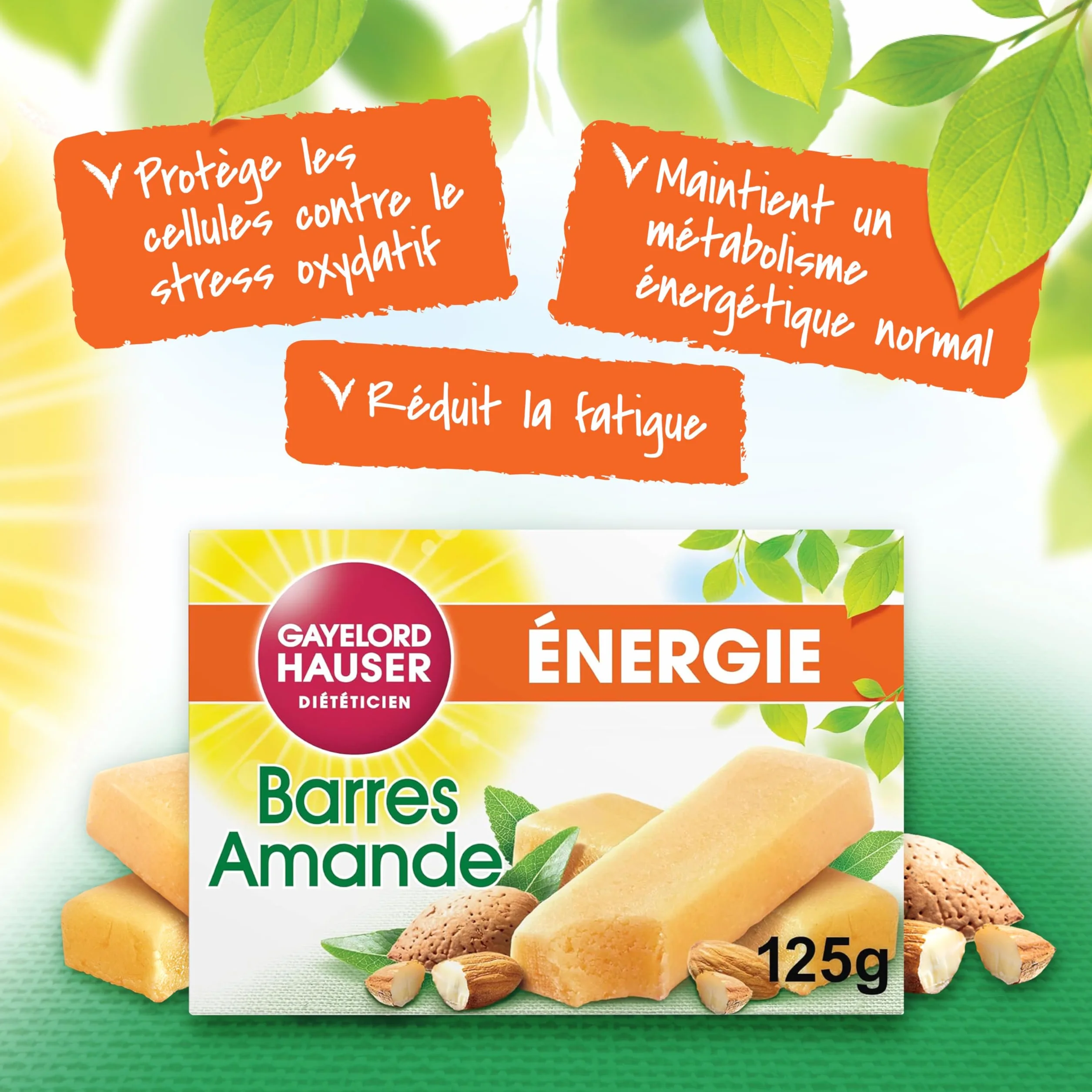 GAYELORD HAUSER Barres Énergétiques Amande 125g 5 Barres Individuelles