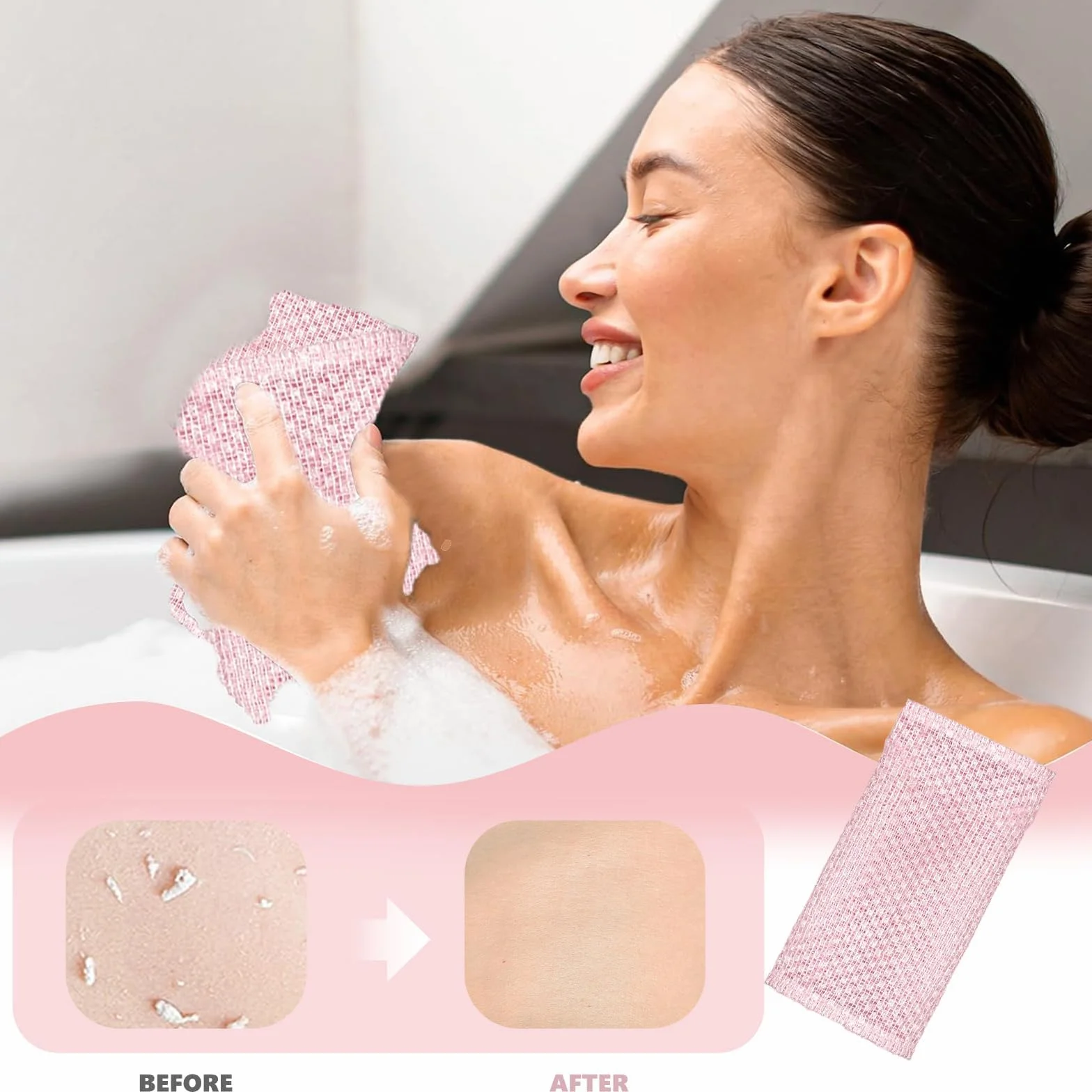 Débarbouillettes exfoliantes éponge africaine corps extra longue chiffon lavage bain douche Noir Rose