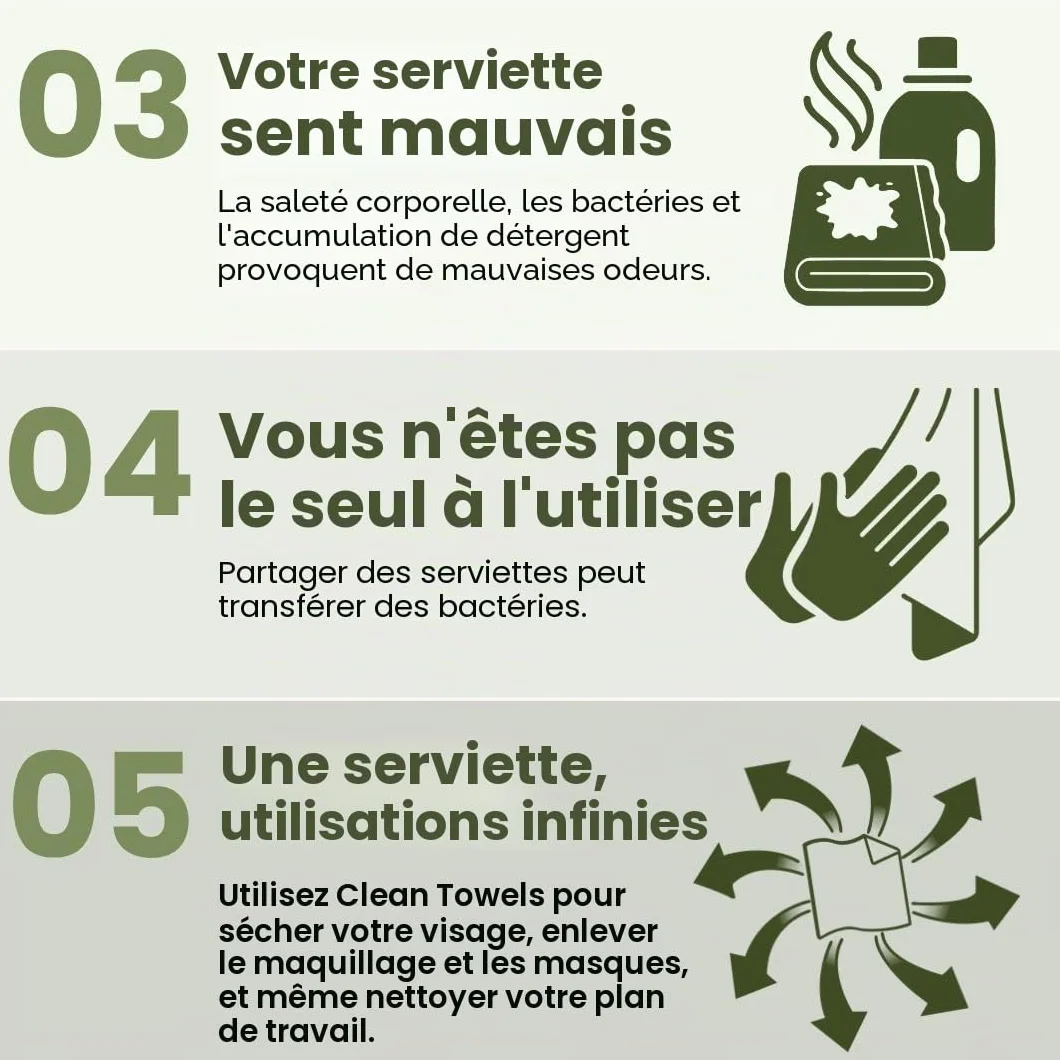 Clean Skin Club Bamboo Viscose Clean Towels XL lingettes visage 100% biosourcées USDA jetables démaquillantes 50 unités