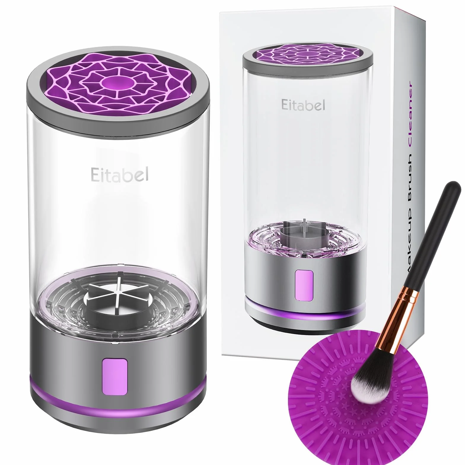 Machine de nettoyage électrique pour pinceaux de maquillage 2 en 1 combinés, séchoir à pinceaux de maquillage et machine à laver pour pinceaux de maquillage, nettoyant rotatif automatique pour