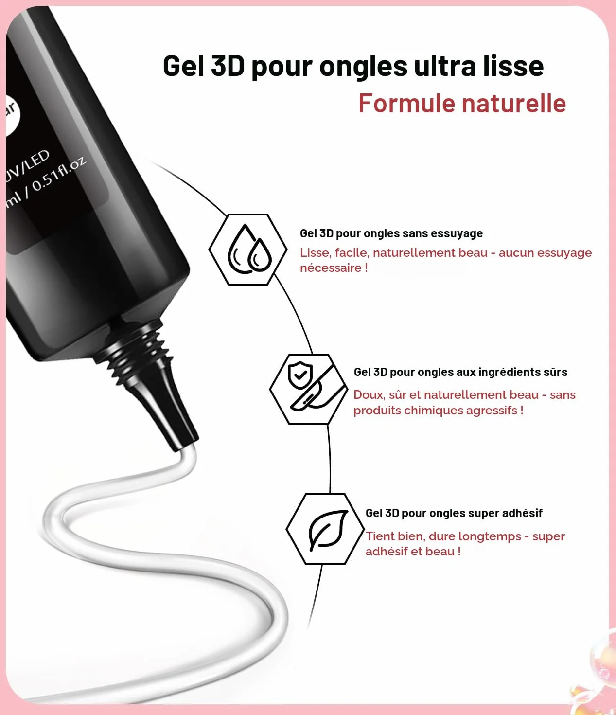 Kit de décoration d'ongles chromé et gel 3D 4 en 1, poudre miroir sans essuyage, or rose et argent, base solide transparente