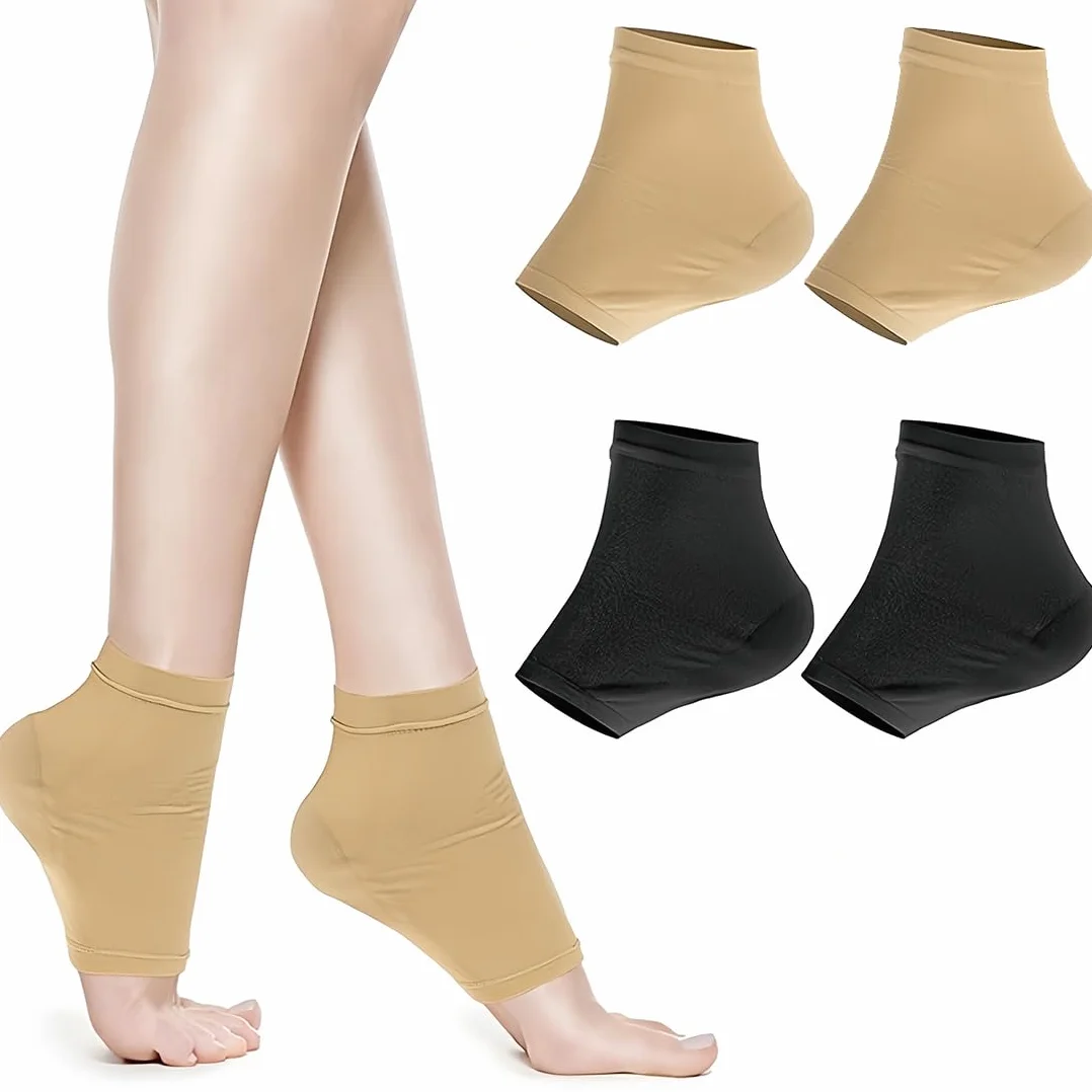 Chaussettes Hydratantes pour Talon en Gel Silicone à Bout Ouvert, Réutilisables - 2 Paires