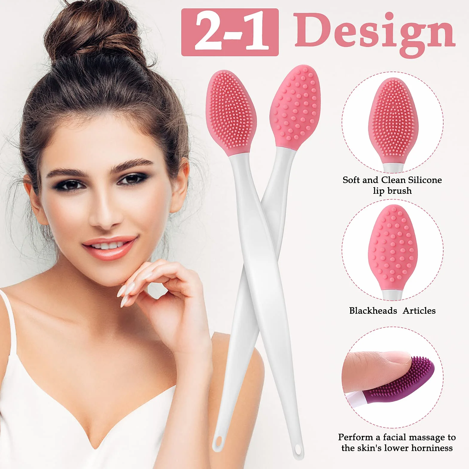 Brosse à Gommage à Lèvres Double Face Silicone Exfoliant Mini Pinceau Nettoyant 5pcs
