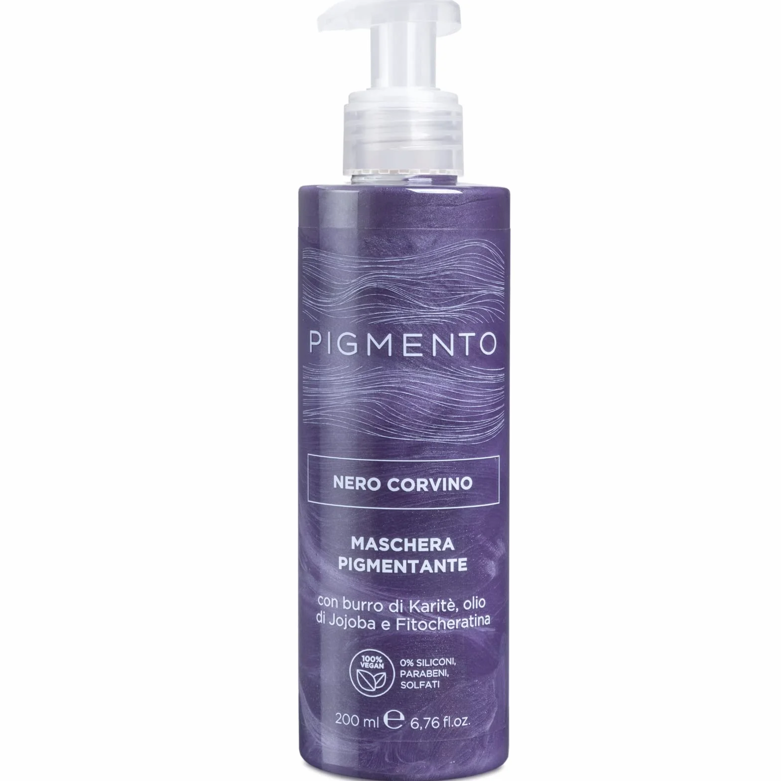 Pigmento, Masque Neutralisant pour Cheveux Colorés, Traitement Revitalisant au Beurre de Karité et Huile de Jojoba, Coloration Noir Jais, Nourrit et Rend les Cheveux Soyeux, 200ml