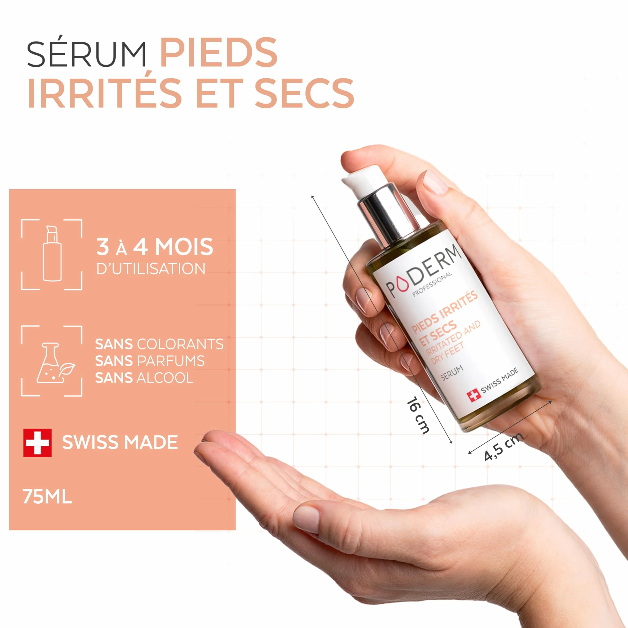 PODERM Sérum Mycose Pieds Athlète au Tea Tree | Répare et Apaise les Irritations, les Démangeaisons et la Desquamation | Post-Mycose, Psoriasis, Eczéma | Soin des Pieds | Fabriqué en Suisse.