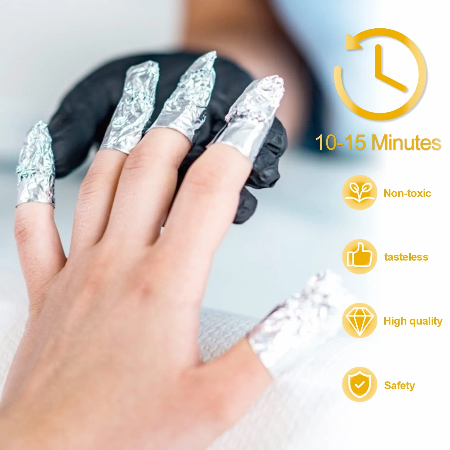 Papillotes en Aluminium 100 Pcs, Feuille d'aluminium Dissolvant pour Vernis Semi Permanent Retirer Gel Ongle Argent