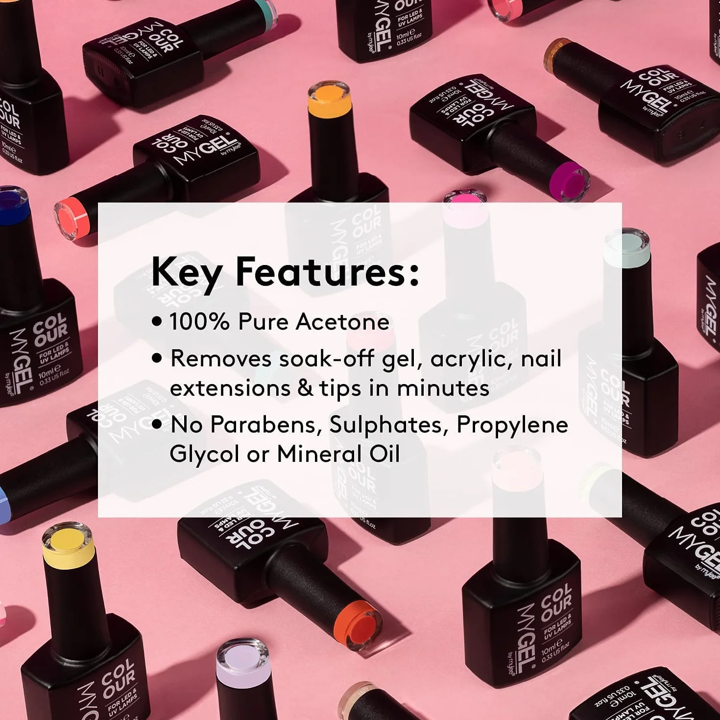 Mylee Dissolvant Vernis Semi-Permanent Acétone Pure 300ml + 100 Lingettes + 10 Pinces Ongles
