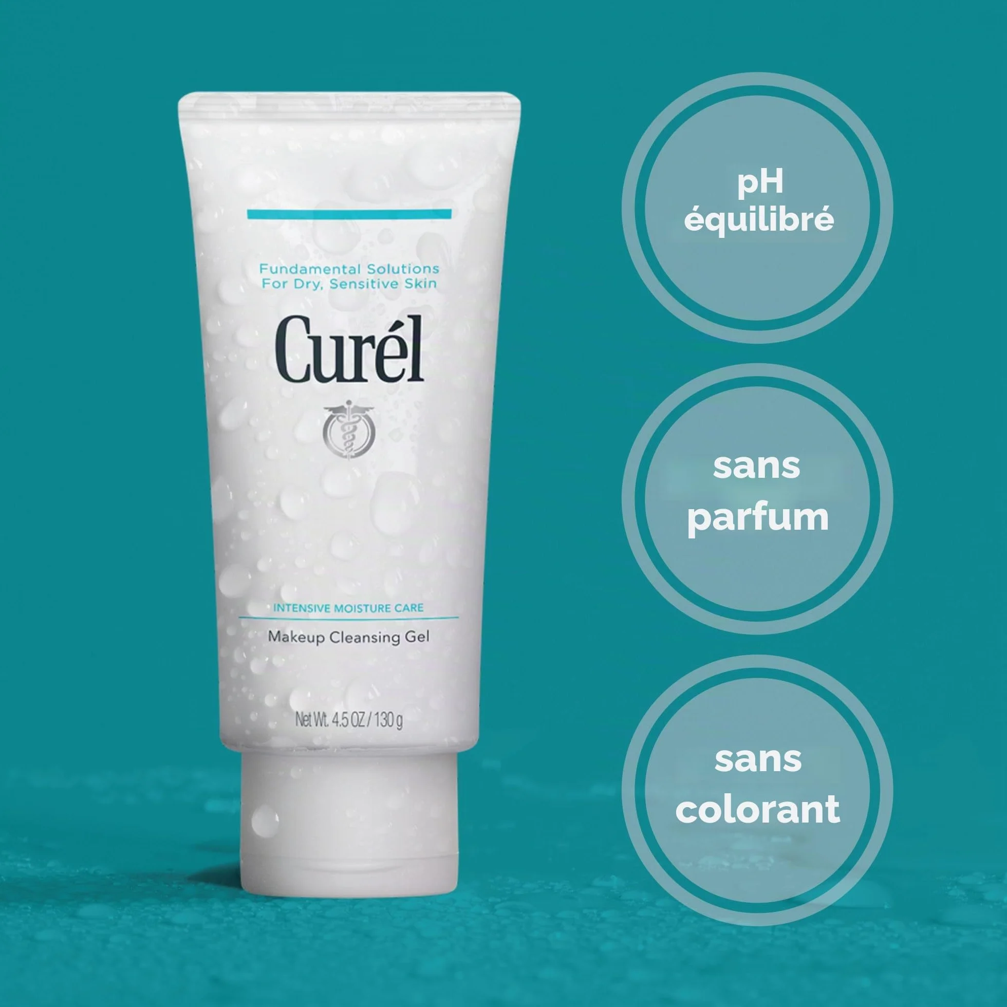 Curel Japanese Skin Care Gel nettoyant pour maquillage 133 ml | Élimine le maquillage imperméable, pour les peaux sèches sensibles, pH équilibré, sans parfum et sans alcool, étape 1 sur 2