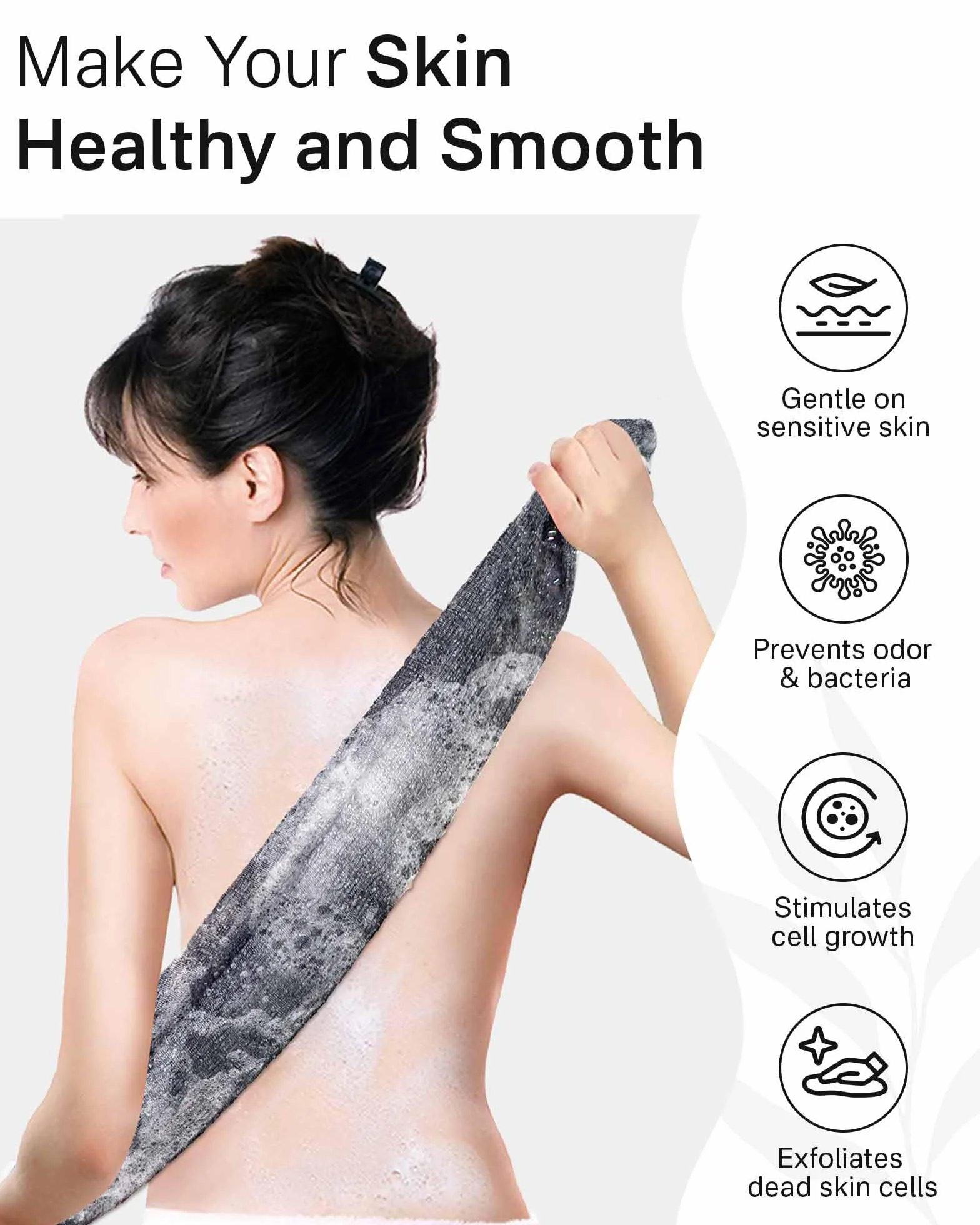 Yiclick Lot de 2 débarbouillettes exfoliantes – Éponge de lavage en luffa pour le corps – Brosse douce pour le dos