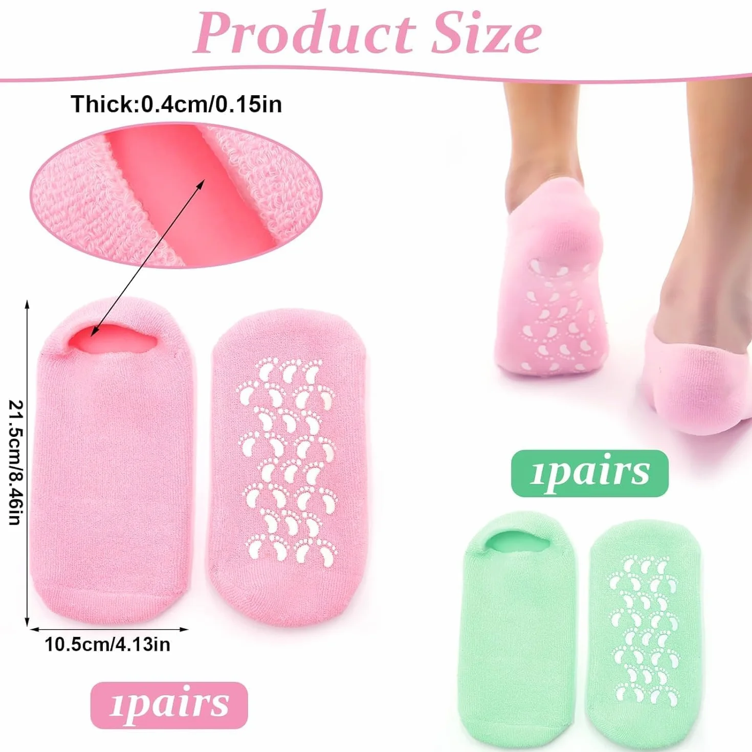 Chaussettes Hydratantes en Gel Doux Antidérapant pour Pieds Hommes Femmes - Spa à Domicile