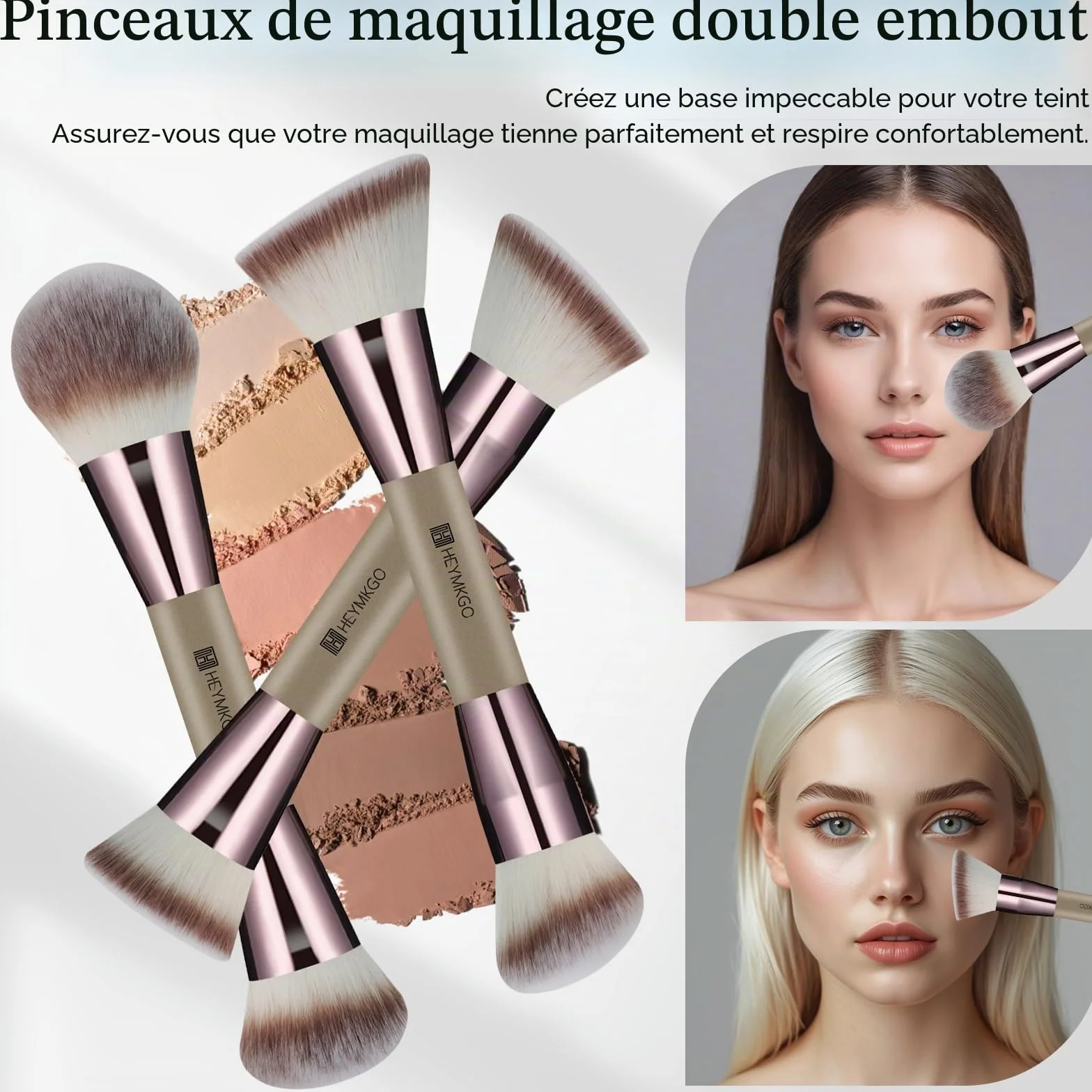 HEYMKGO Kit de 40 Pinceaux de Maquillage Professionnels - Set Complet Pinceaux Double Face