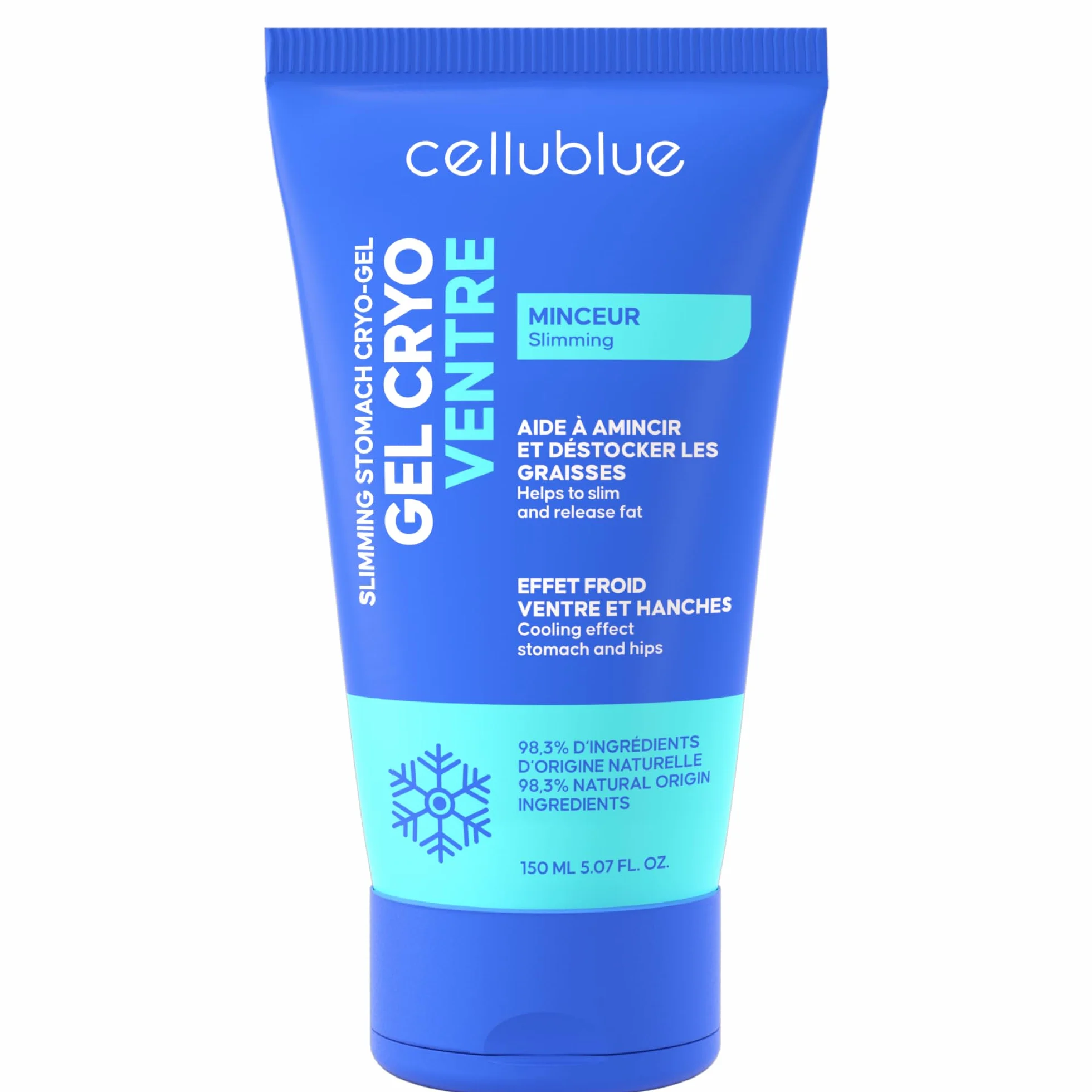 Cellublue Gel Minceur Cryo Ventre – Effet Froid Intense – Action Ciblée pour un Ventre Plat, Résultats Rapides – 98,3% d'Ingrédients d'Origine Naturelle – Marque Experte depuis 12 Ans