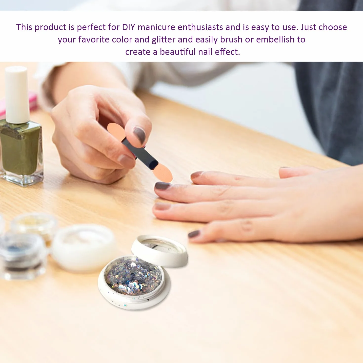 Poudre À Ongles Et Paillettes À Ongles Avec Mini Pinceaux, Matériel De Nail Art Diy