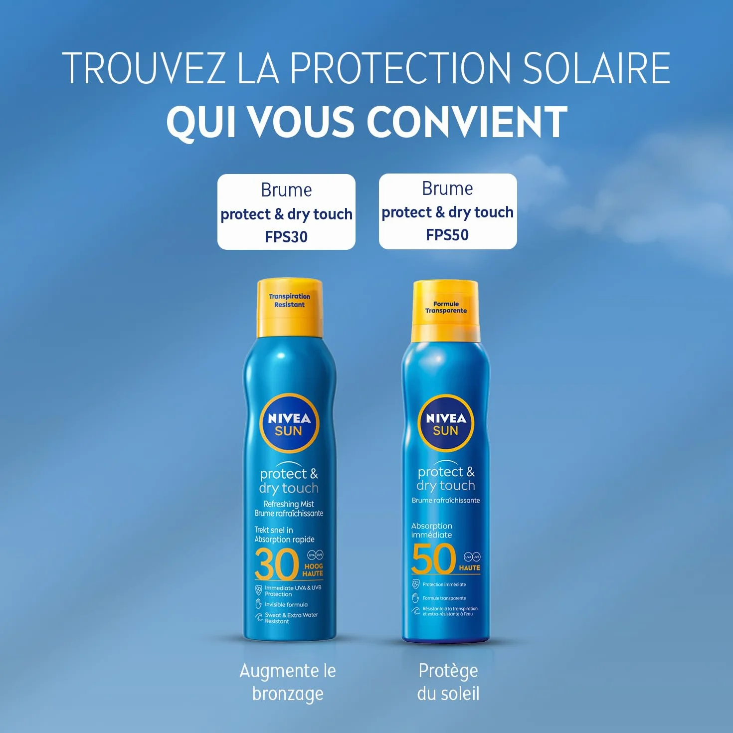NIVEA SUN Brume Protectrice Protect & Dry Touch FPS 50 Protection Solaire 200 ml