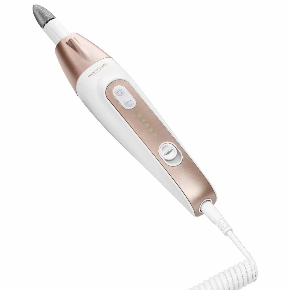 ProfiCare, PC-MPS 3004, Kit de manucure/pédicure électrique avec 7 éléments de soin pour ongles 5 niveaux de réglage LED Lampe LED et sac de rangement pratique Blanc