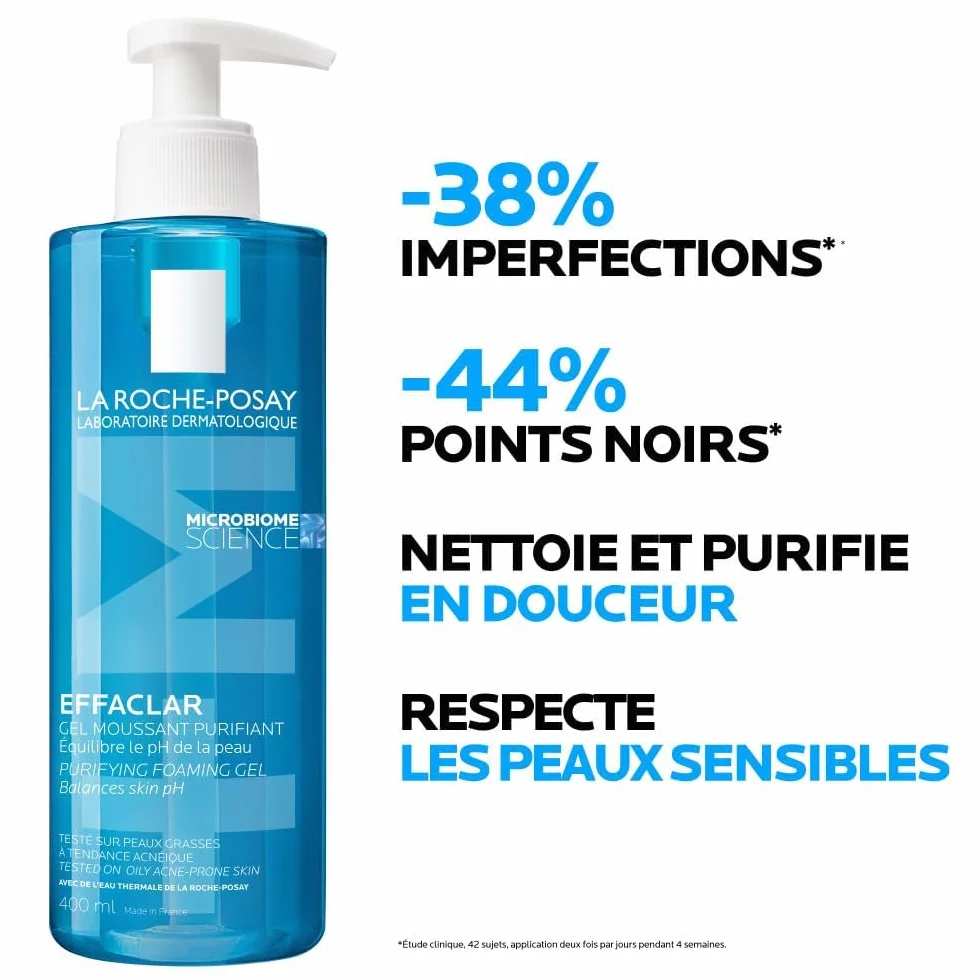 La Roche-Posay Effaclar gel moussant purifiant nettoyant peaux grasses lot de 2 x 400ml