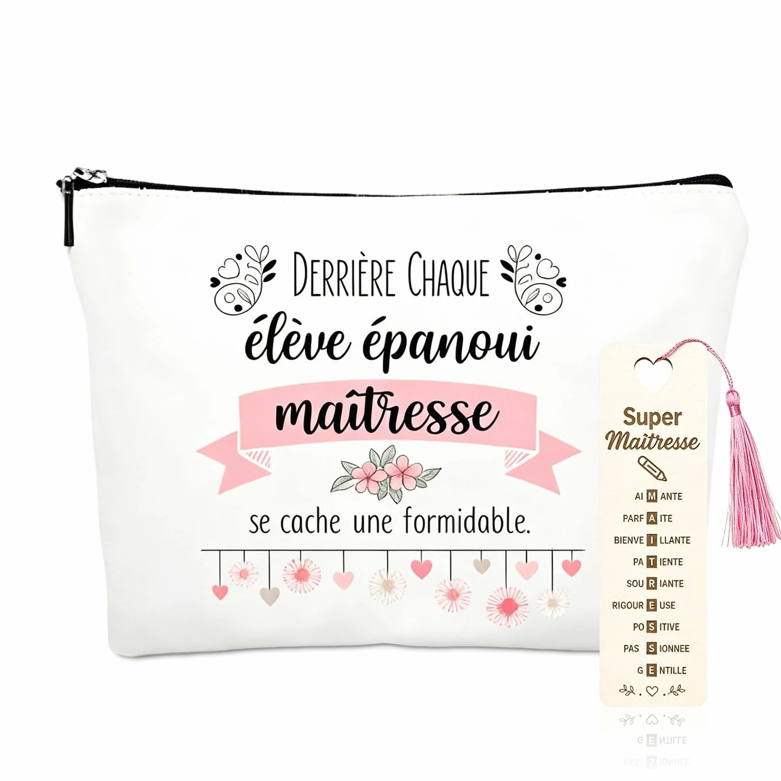 Trousse de Maquillage et Porte-Clés Mignon Cadeau Maitresse d'École Fin d'Année