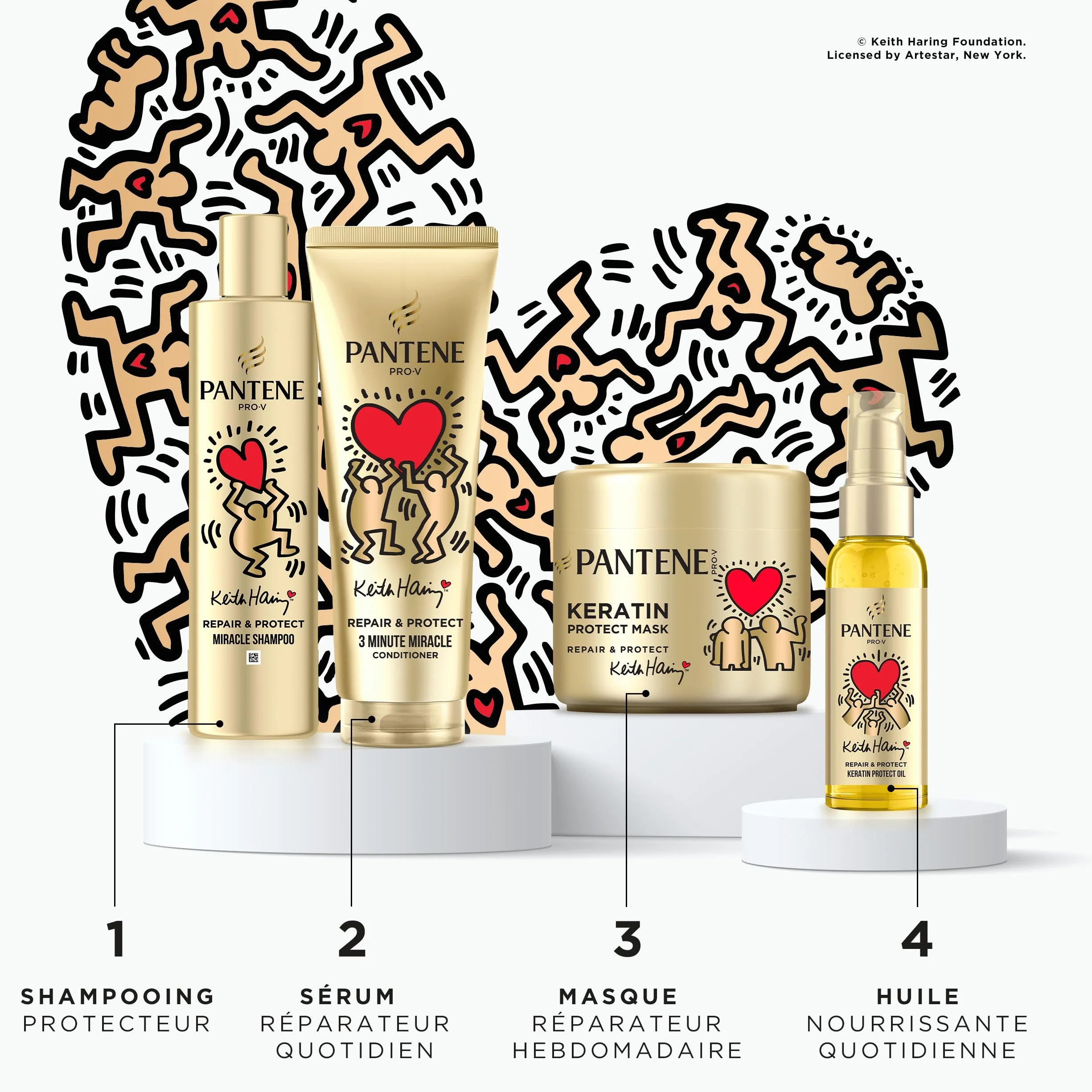 Pantene Pro-V x Keith Haring Art Collection Repair & Protect Keratin Protect Huile Capillaire 100ml Réparation Intense Cheveux Secs Abîmés