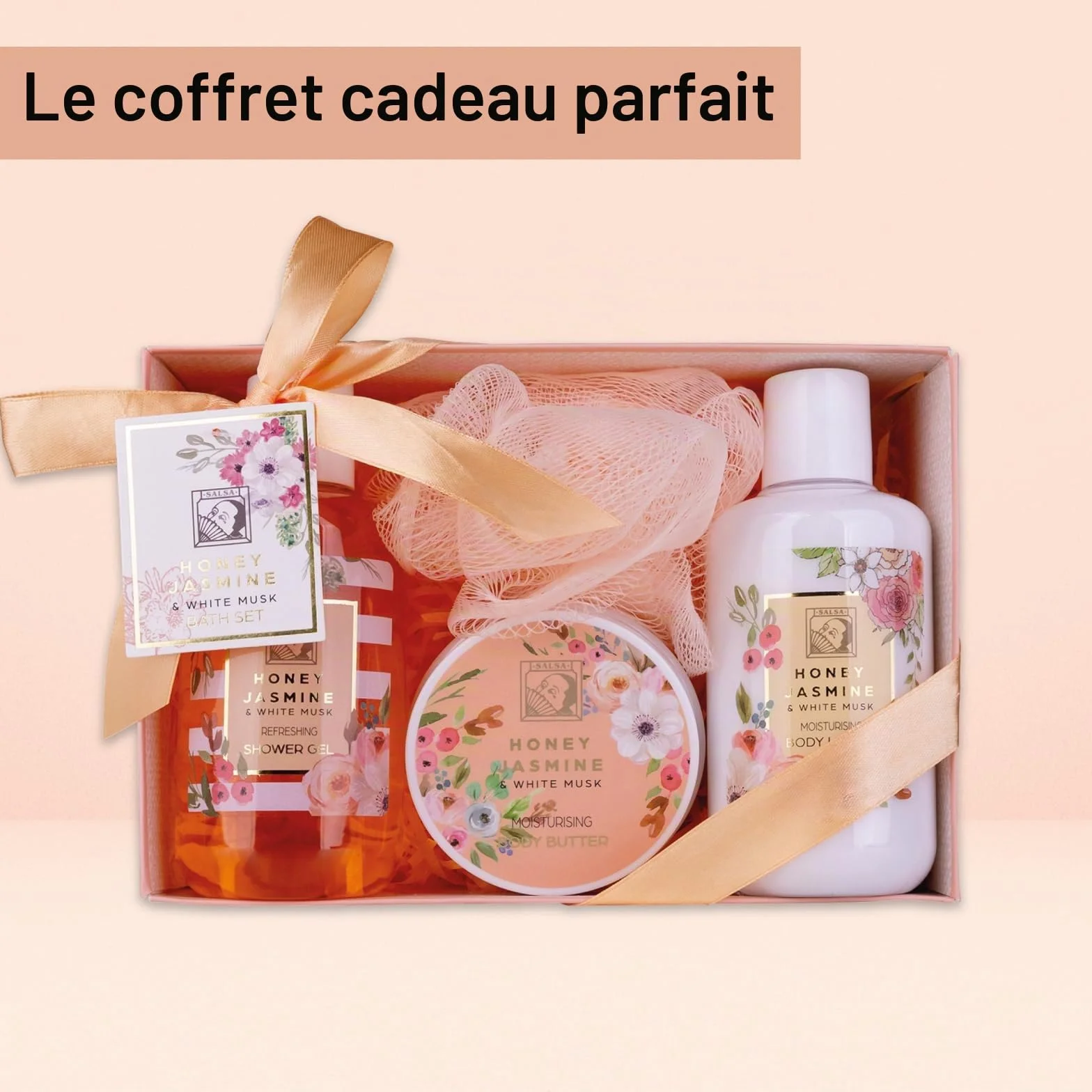 Accentra Set cadeau de douche HONEY JASMINE 4 pièces gel douche lotion beurre corps