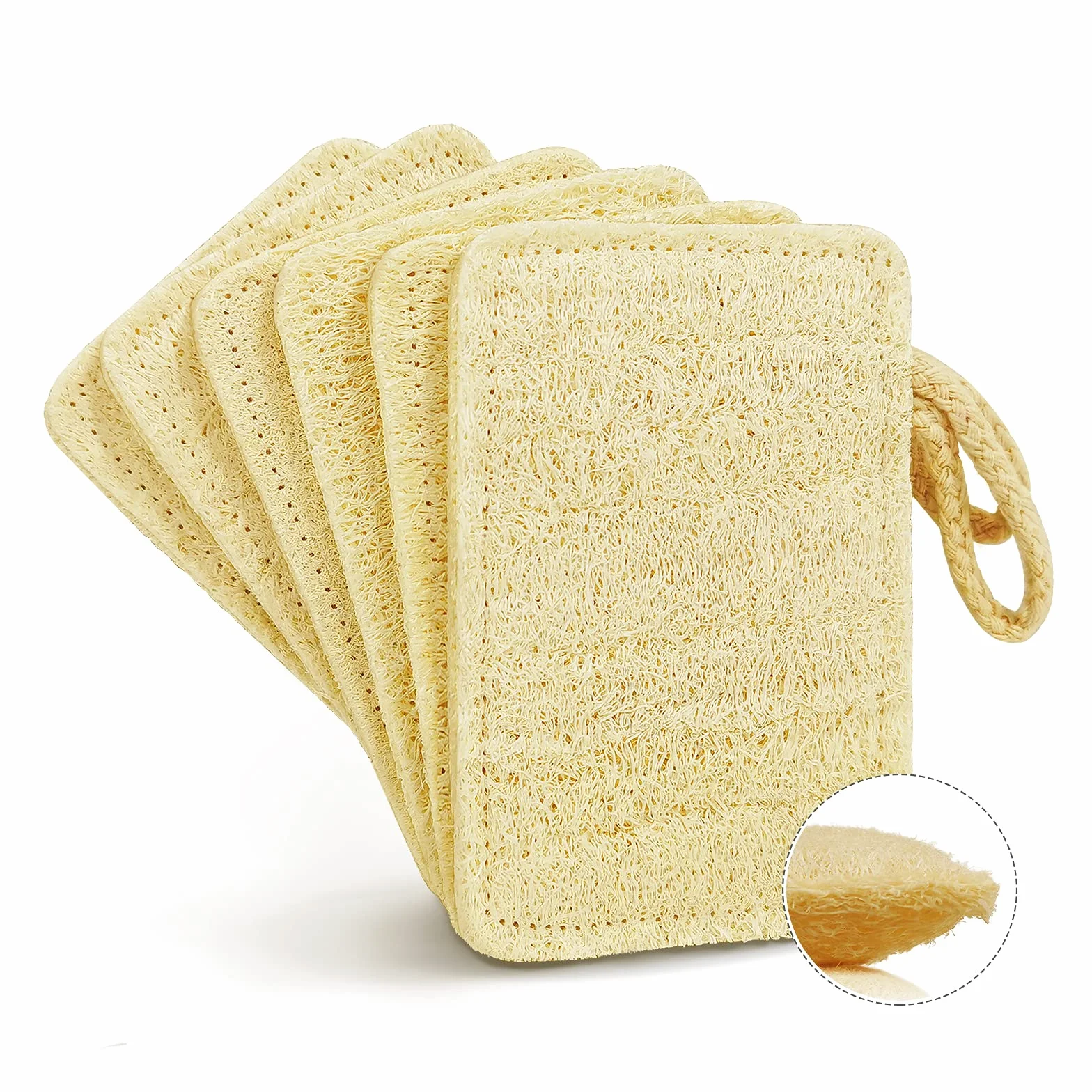Épurateur d'éponges à Vaisselle en Luffa Naturel Paquet de 6 Anti-Rayures Biodégradable