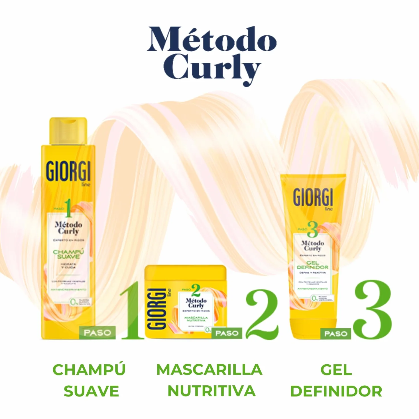 GIORGI Line Kit démarrage méthode Curly 3 étapes Coffret cadeau boucles 0% alcool silicone sulfate protéines végétales avocat 950 ml
