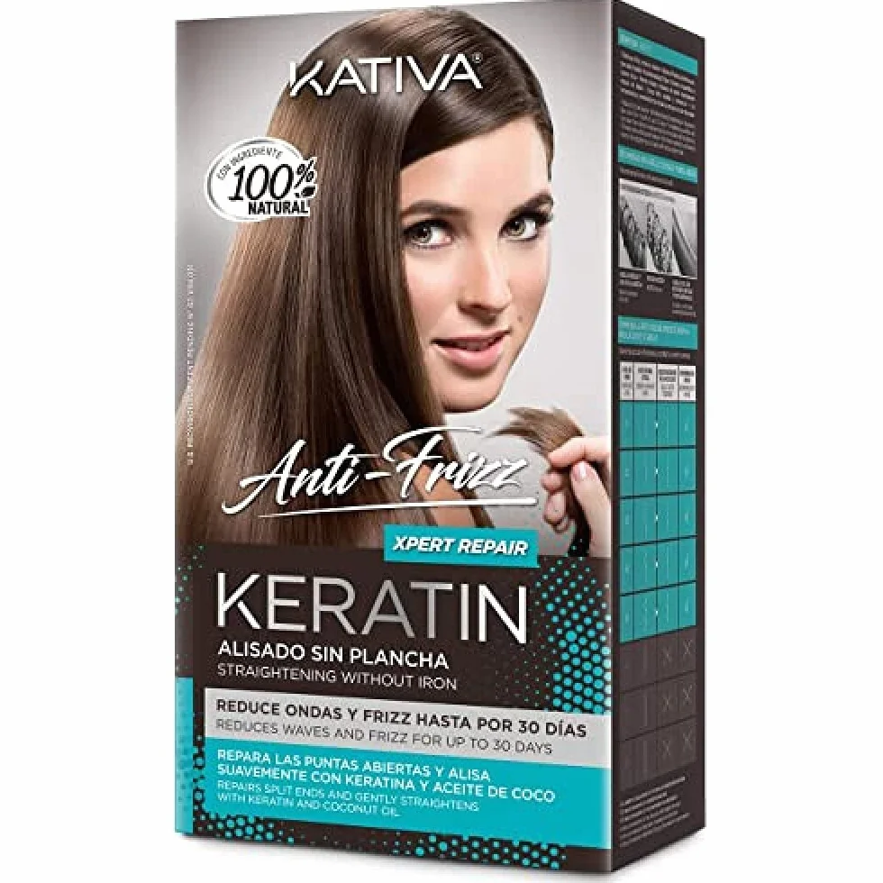 KATIVA Keratin Anti-frizz Alisado Sin Plancha Repara Puntas 30 Dias, 3 Unités