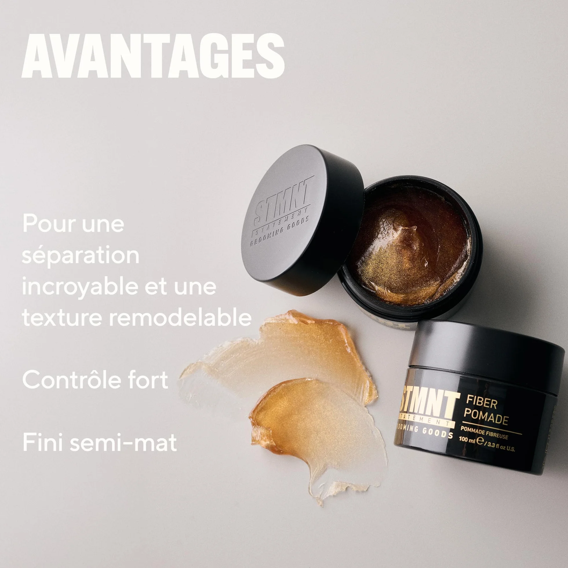 STMNT STATEMENT GROOMING GOODS Pommade en fibre - Tenue forte - Texture extrêmement malléable - Finition semi-mate - Facile à laver