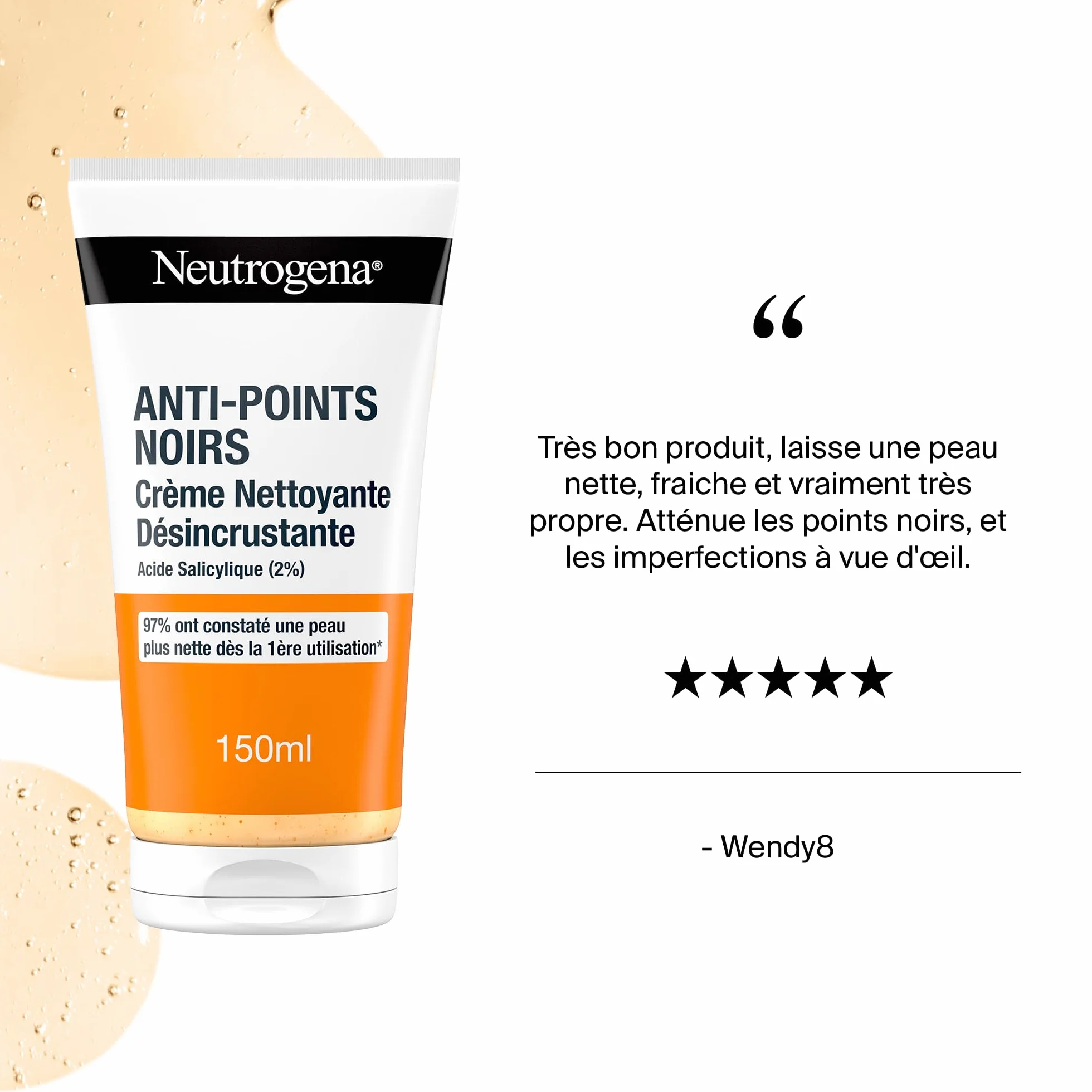 Neutrogena Crème Nettoyante Désincrustante Anti-Points Noirs 150 ml Acide Salicylique 2%