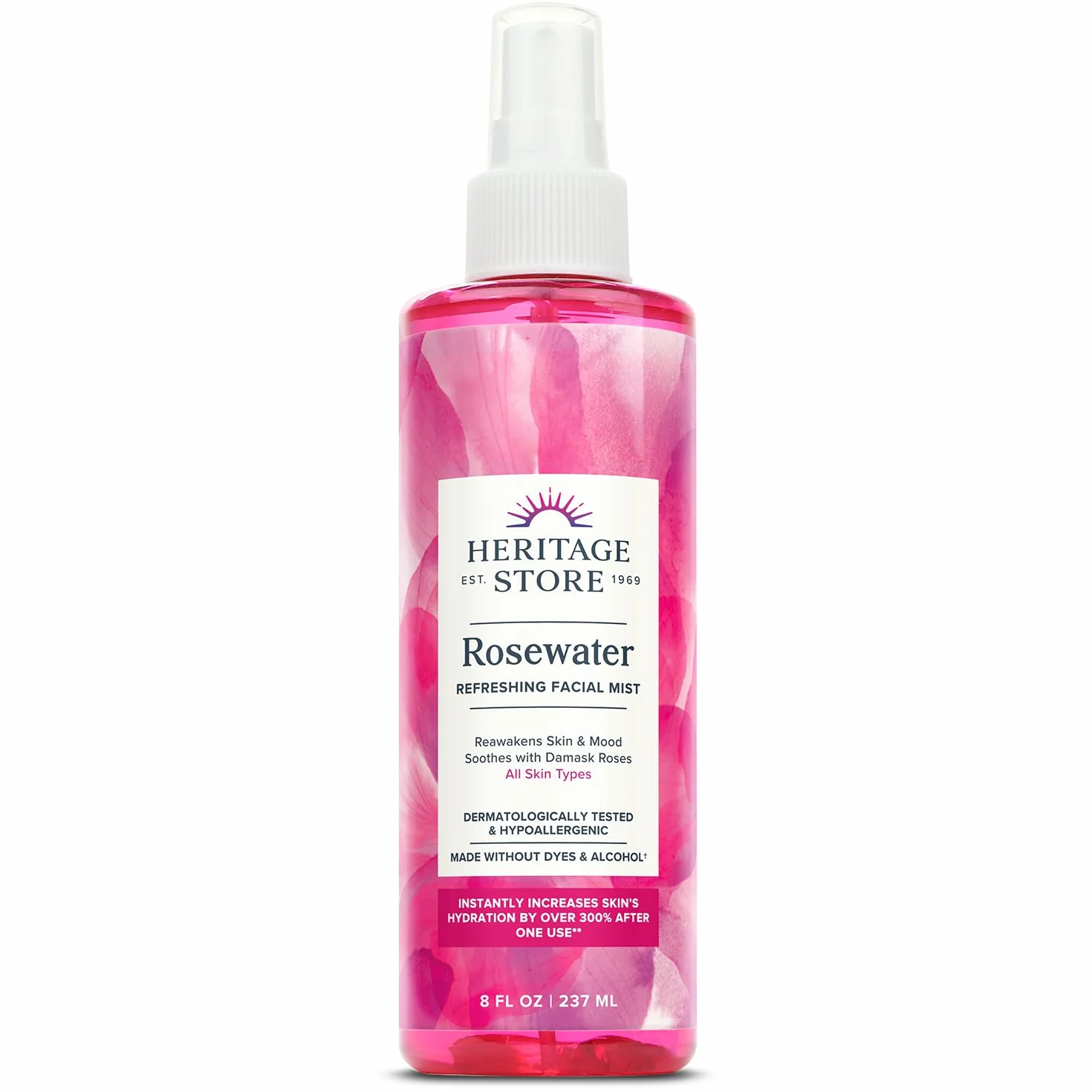 Heritage - Fleur eau atomiseur pulvérisateur de brume Rose pétales rose - 8 once liquide