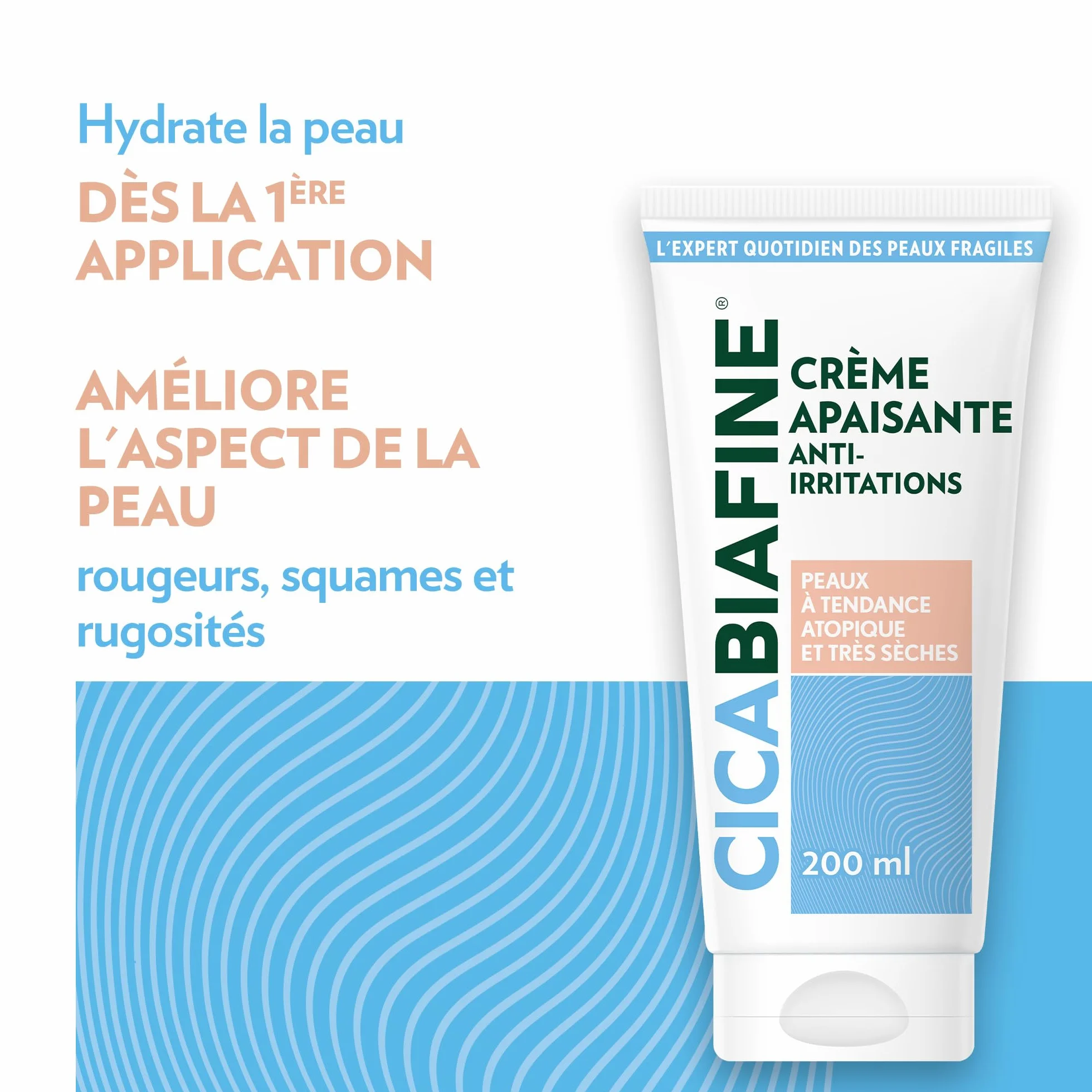 Cicabiafine Crème Anti-Irritations Nourrissante 200 ml Hydratante Peaux Extra-Sèches Atopique Réparatrice Glycérine