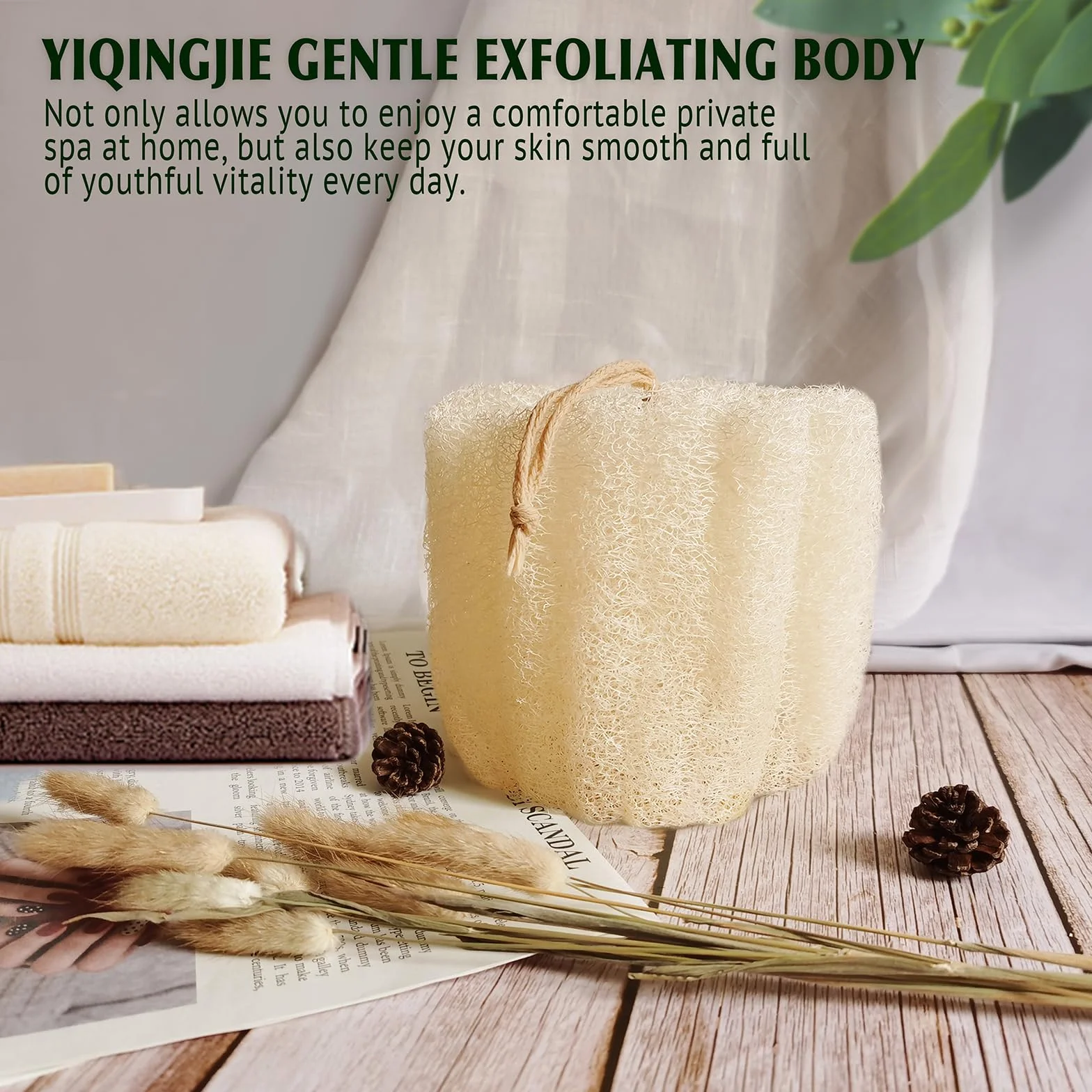 Eponge de douche naturelle Loofah exfoliante 5.5 pouces 3 packs