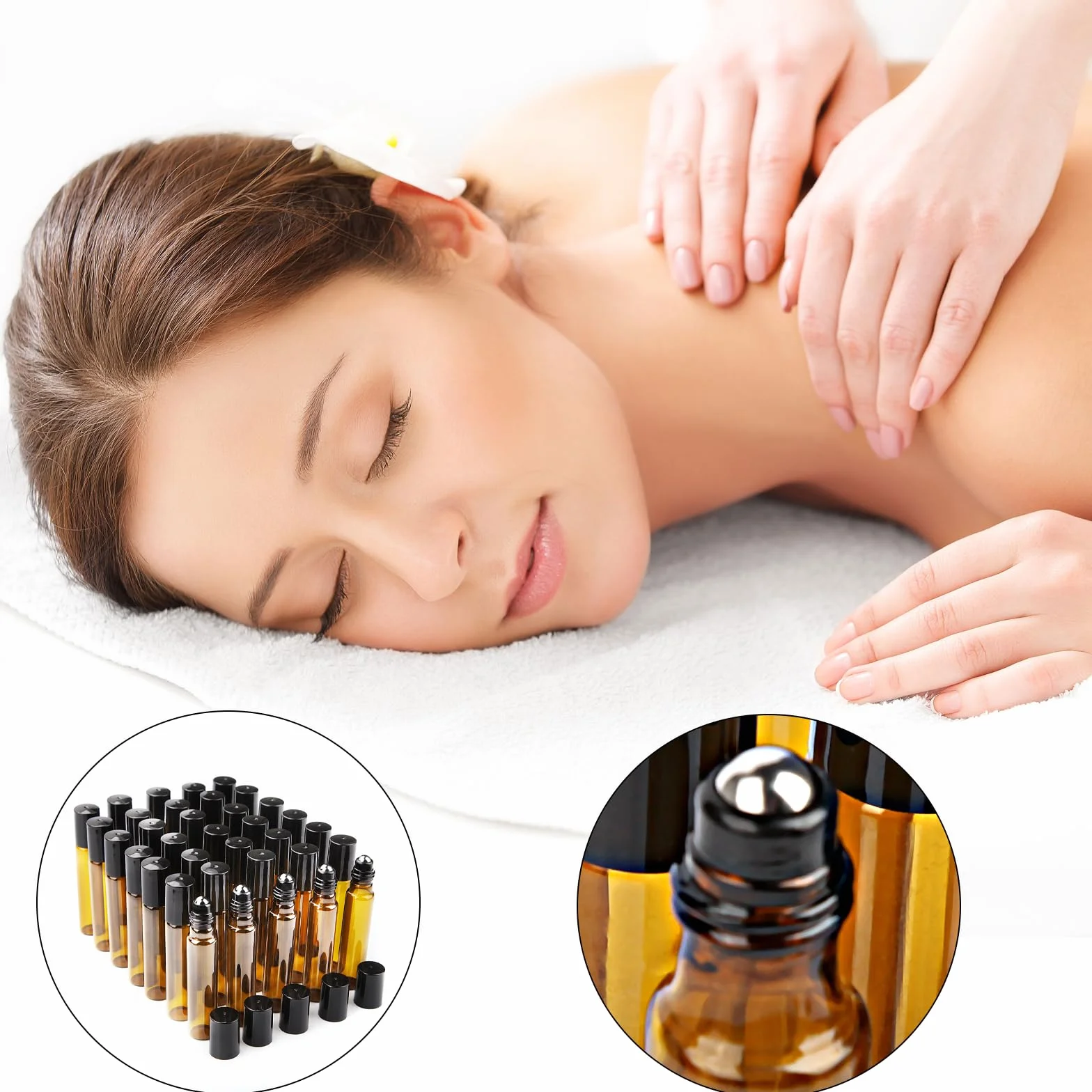 DKBT Flacon Roll On Vide 10ml 35pcs Roll On Huile Essentielle Vide Bouteil Brun Verre Flacon Roller Rechargeable, Avec Bille en Acier Inoxydable pour Parfums, Aromathérapie, Massage, Voyage