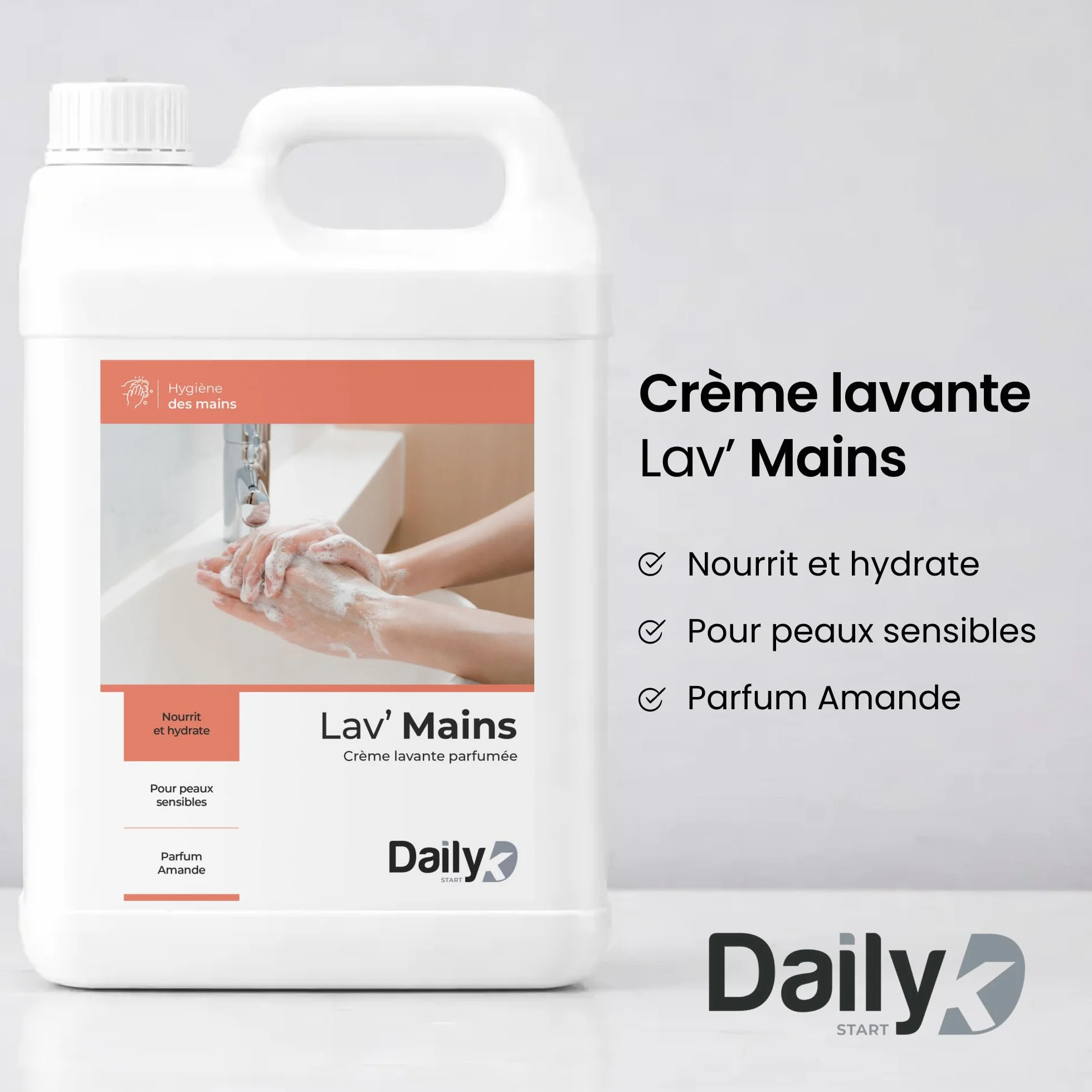 Crème Lavante Mains Parfum Amande 5L - Gel Lavant Mains Grand Format Économique - Made in France
