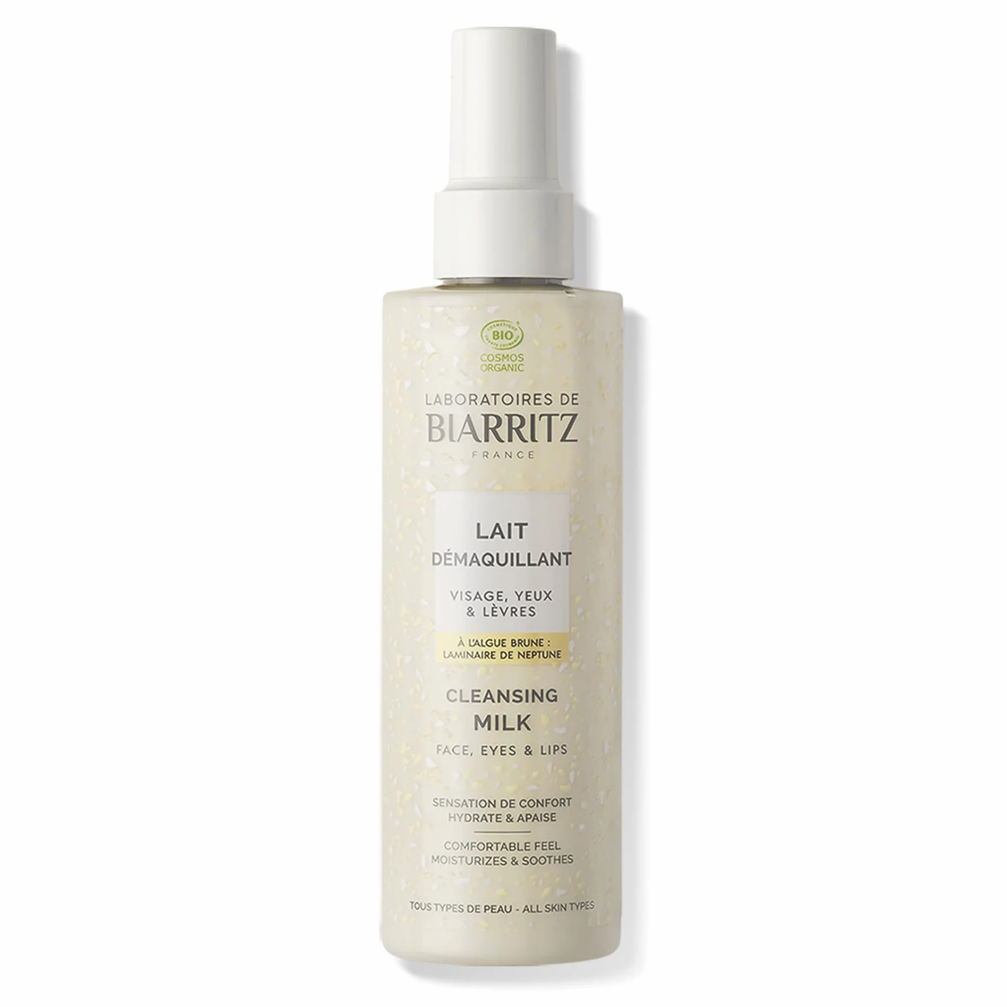 Laboratoires de Biarritz - Lait Démaquillant Visage, Yeux & Lèvres Certifié Bio - Hydrate et Apaise - Sensation de Confort - 200 ml - Fabriqué en France
