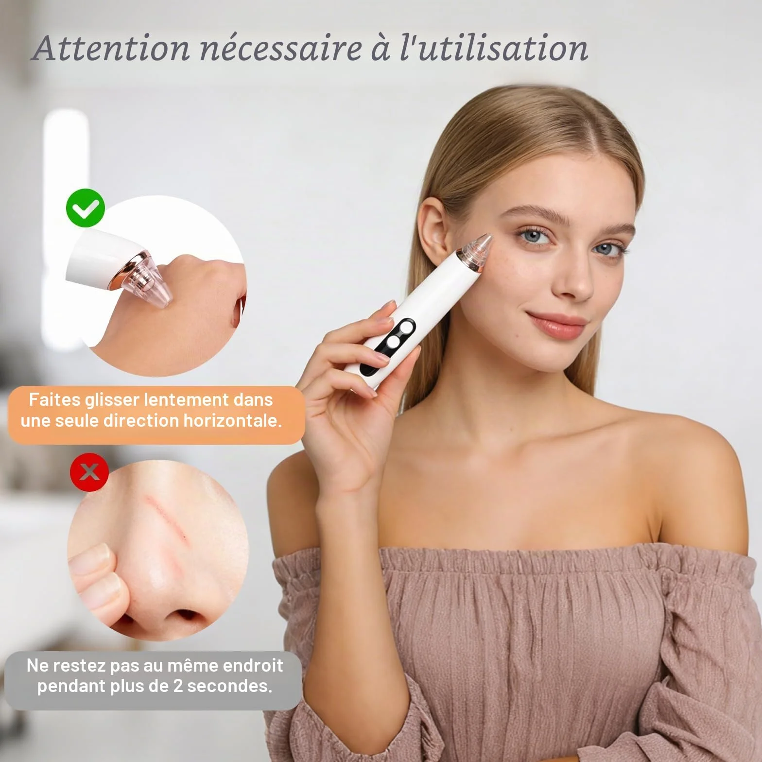Aspirateur Point Noir 6 Sondes et 3 Modes, Extracteur Point Noir pour l'élimination des Blackheads, Boutons, Graisse