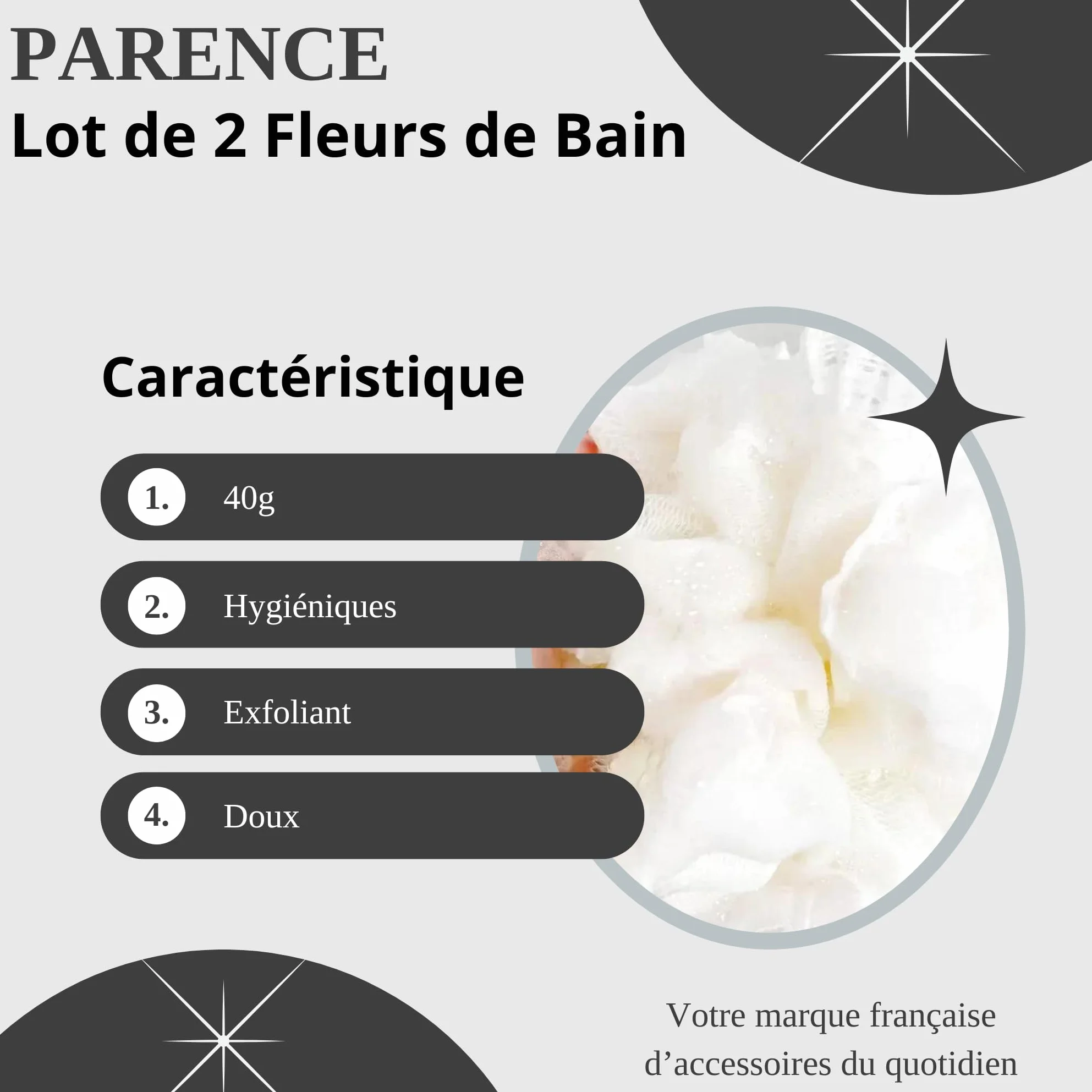 Lot de 2 Fleurs de Bain Douces et Exfoliantes - Éponges de Douche avec Ficelles