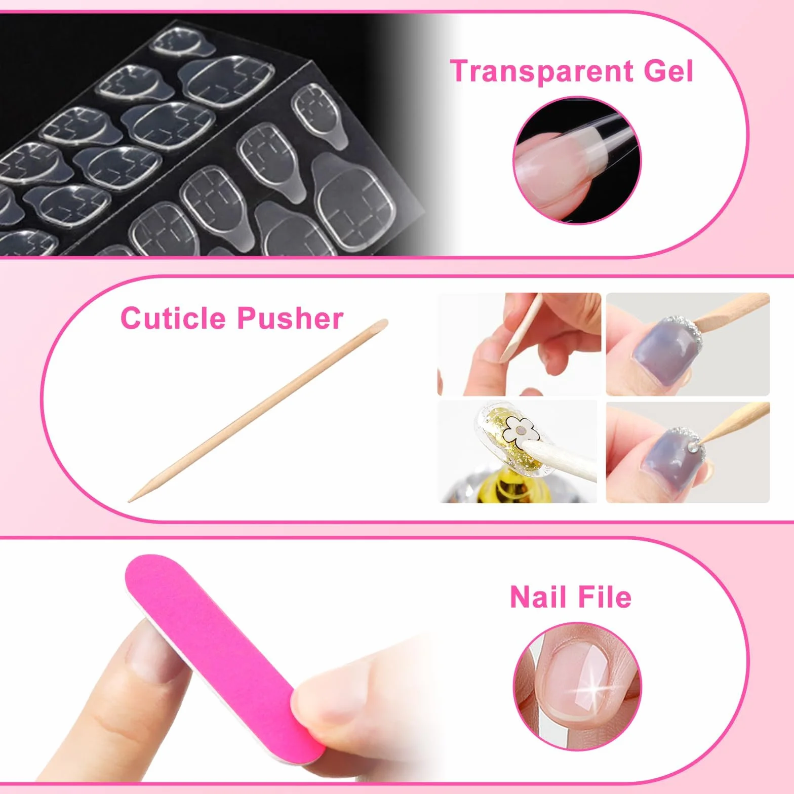 264 Pcs Autocollants à Ongles, 11 Feuilles Faux Onglets Autocollants Double Face, Autocollant d'Ongle Adhésif Transparent Imperméable