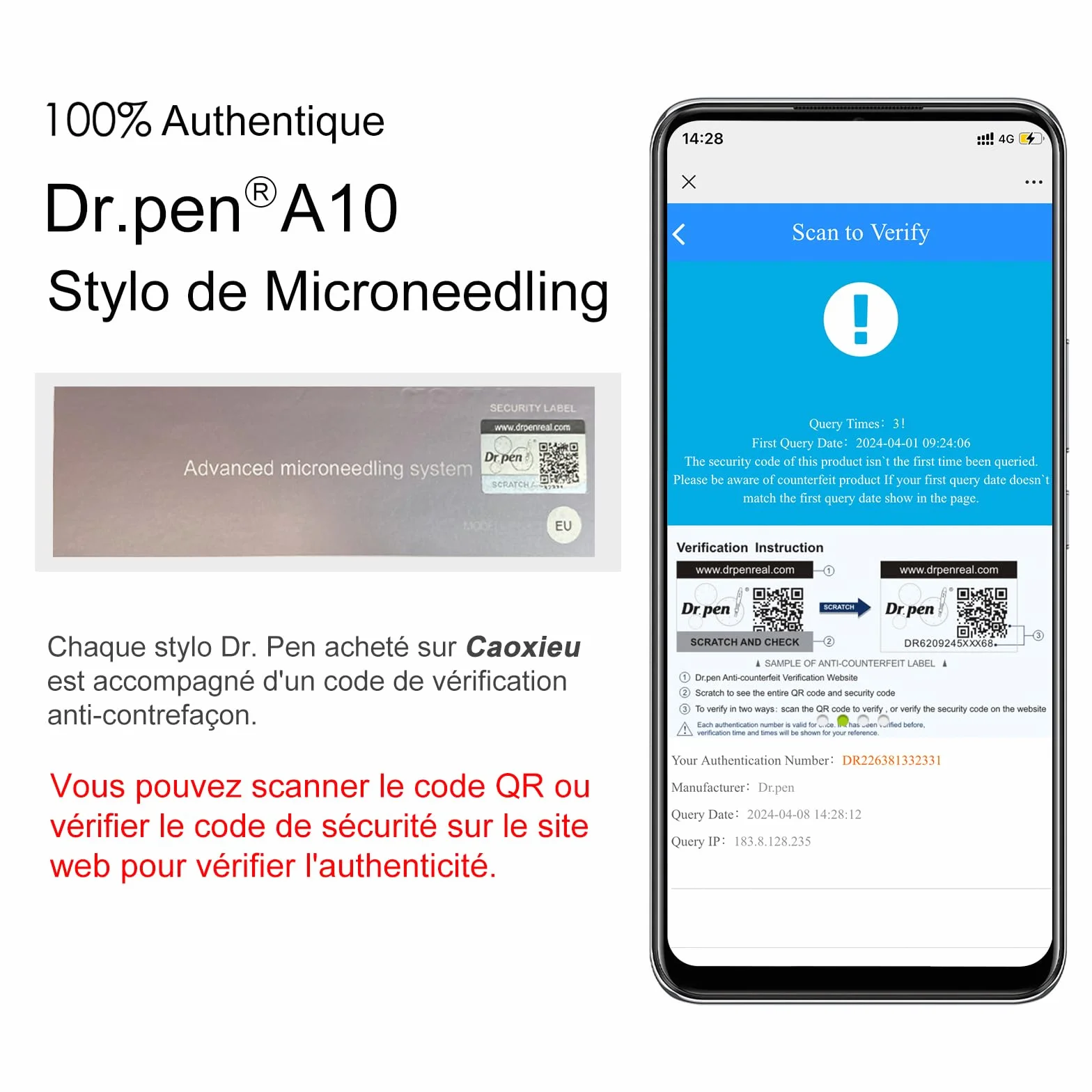 Dr.pen Ultima A10 Microneedling Pen - Dermapen Microneedling Professionnel Sans Fil Réglable pour le Visage, le Corps et la Croissance des Cheveux/Barbe avec 5 Cartouches - Meilleur Cadeau pour Femmes
