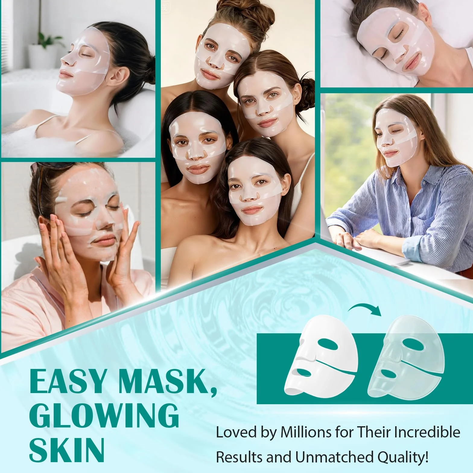 Masques Collagène Visage Hydrogel Hydratation Pack de 5
