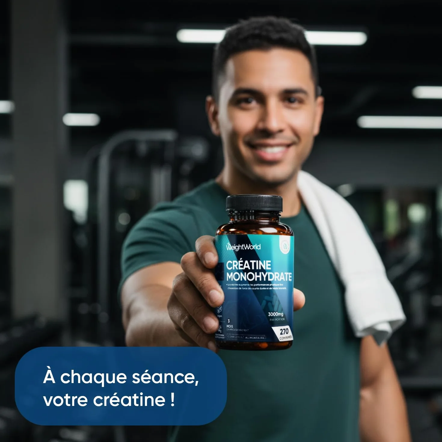 Creatine Monohydrate 270 comprimés Vegan 3000mg par Portion 3 Mois d'approvisionnement sans OGM