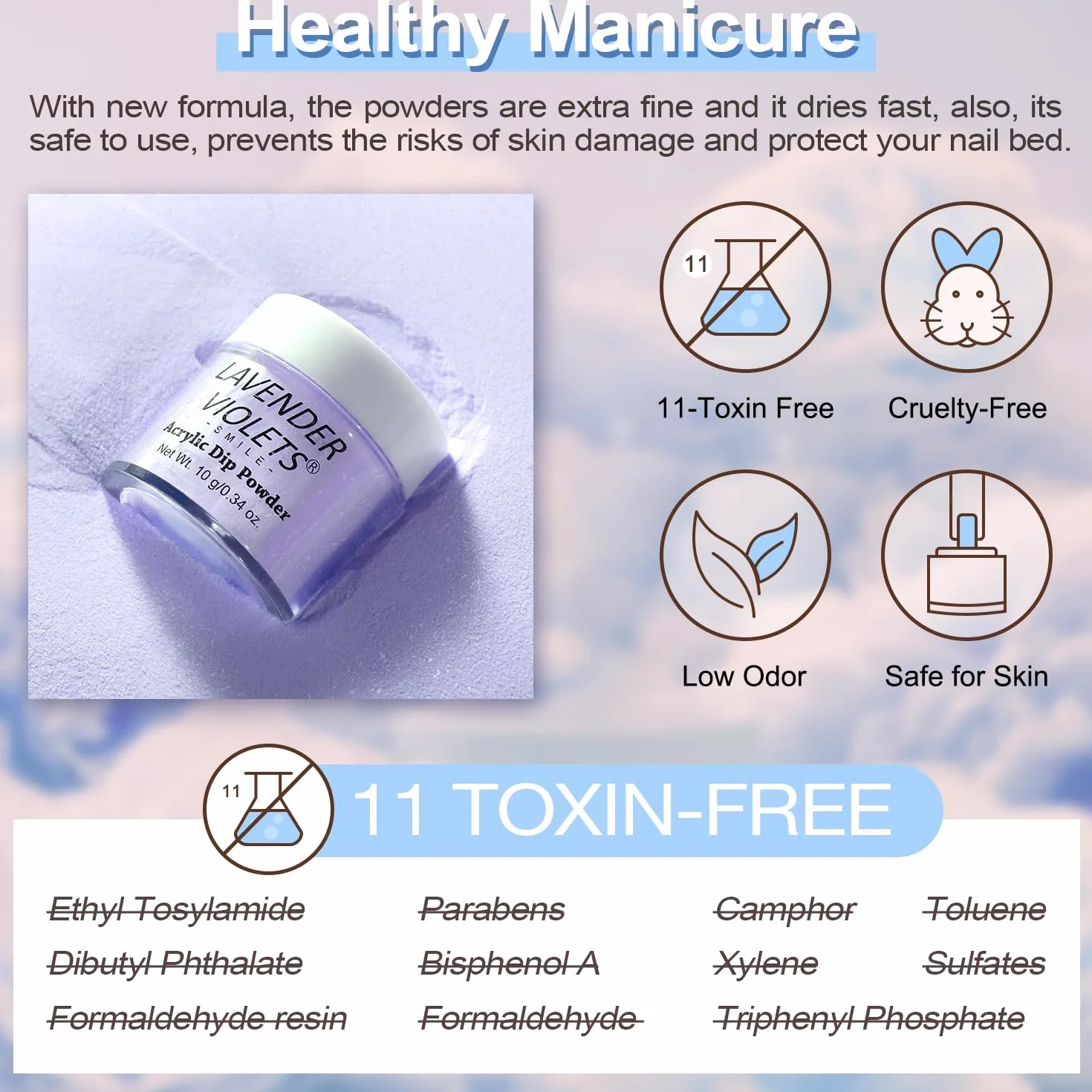 Lavender Violets 6 Couleurs Acrylique Trempage Poudre Système French Nail Manucure Base Activateur Vernis Finition Brosse Lime
