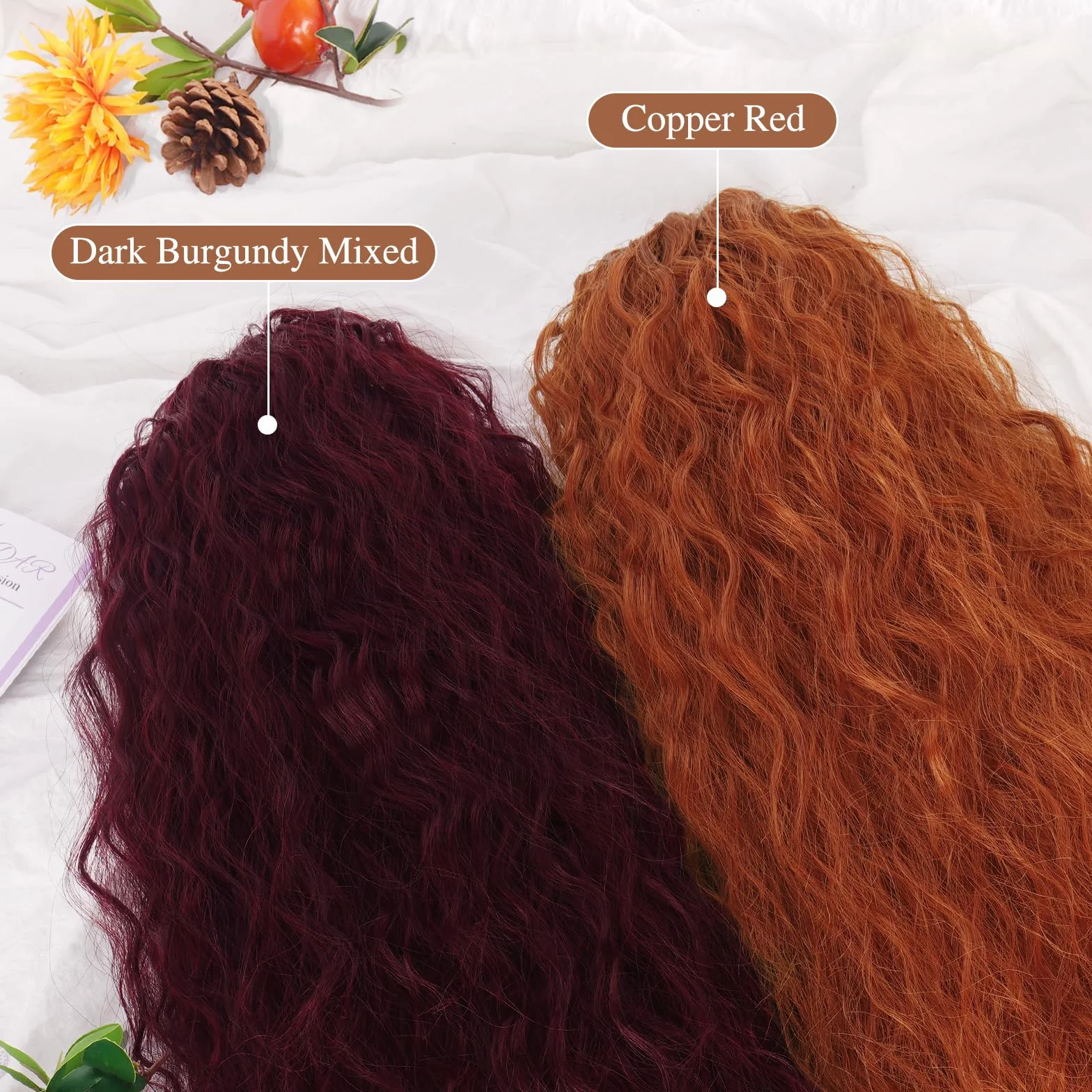 BARSDAR 56cm Bordeaux Queue de Cheval Extnsion, Longue Ondulée Synthétique Peigne Clip in Queue de Cheval Extension Cheveux avec Cordon pour Femmes Bohemian Naturel Rouge Foncé Ponytail Postiche